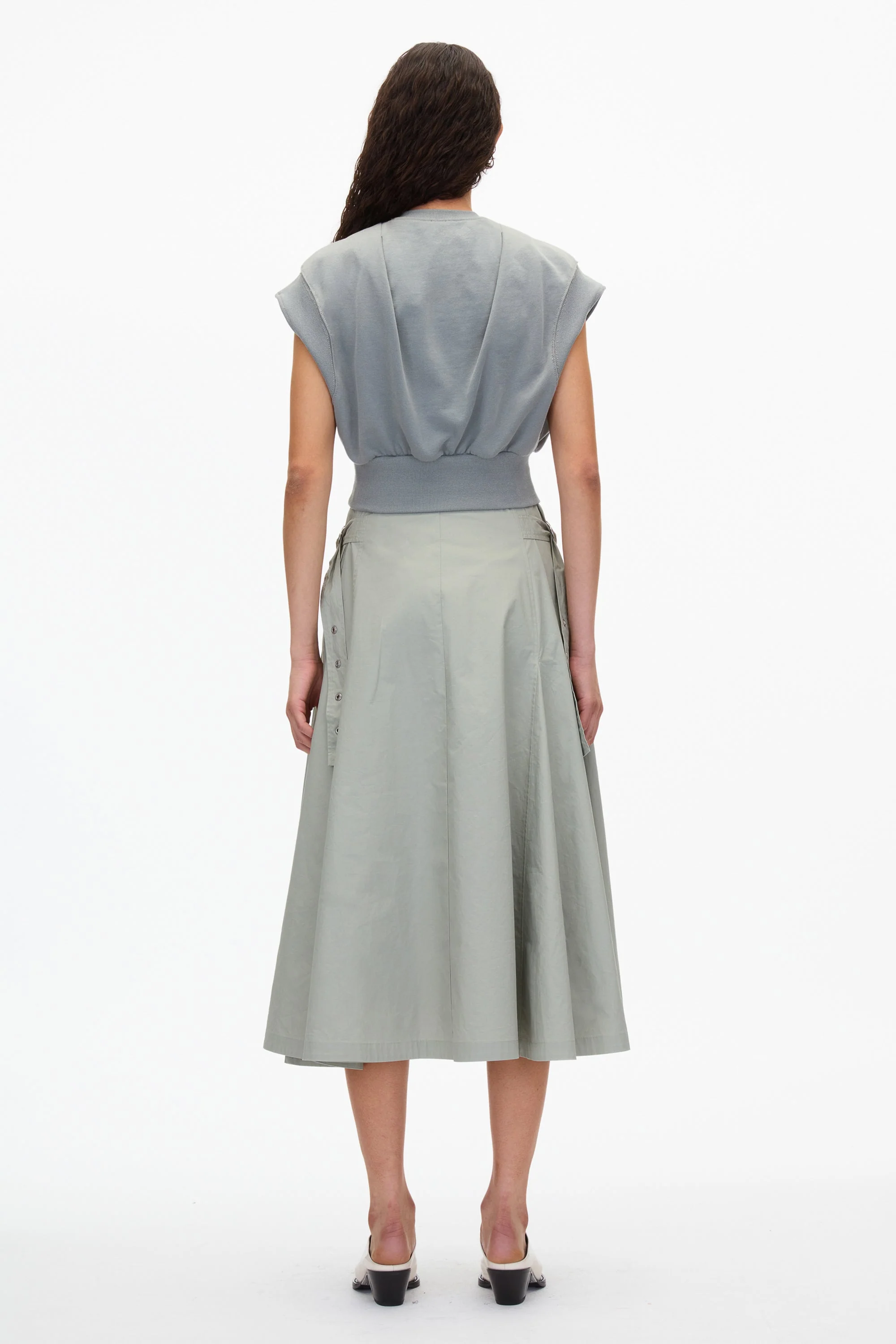 Sweatshirt Combo Dress with Pleated Skirt - Image 9