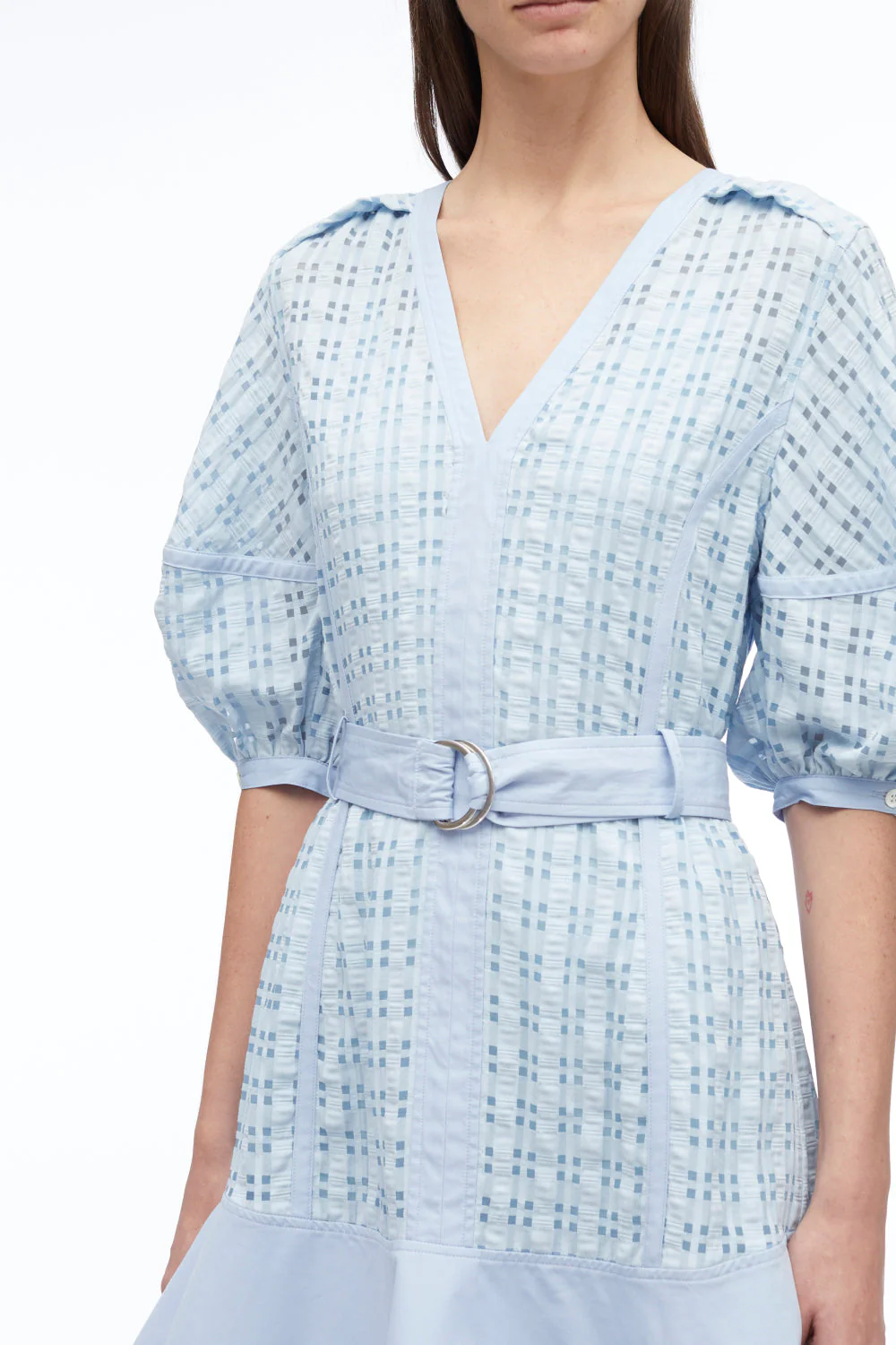 Taffeta Check Puff Sleeve Dress - Image 2