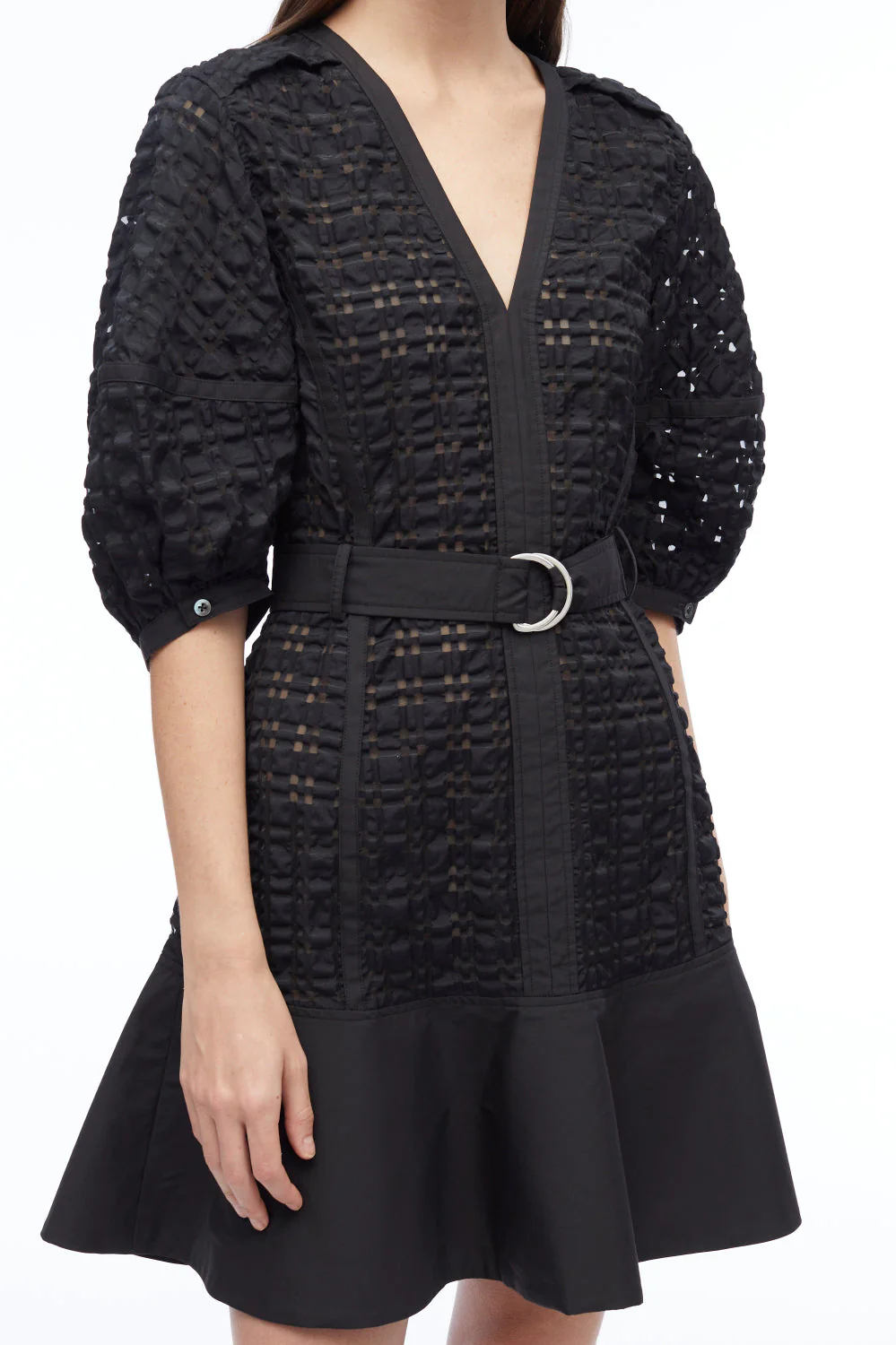 Taffeta Check Puff Sleeve Dress - Image 6