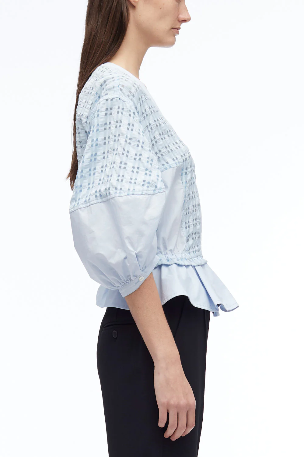 Taffeta Check Puff Sleeve Zip Top - Image 8