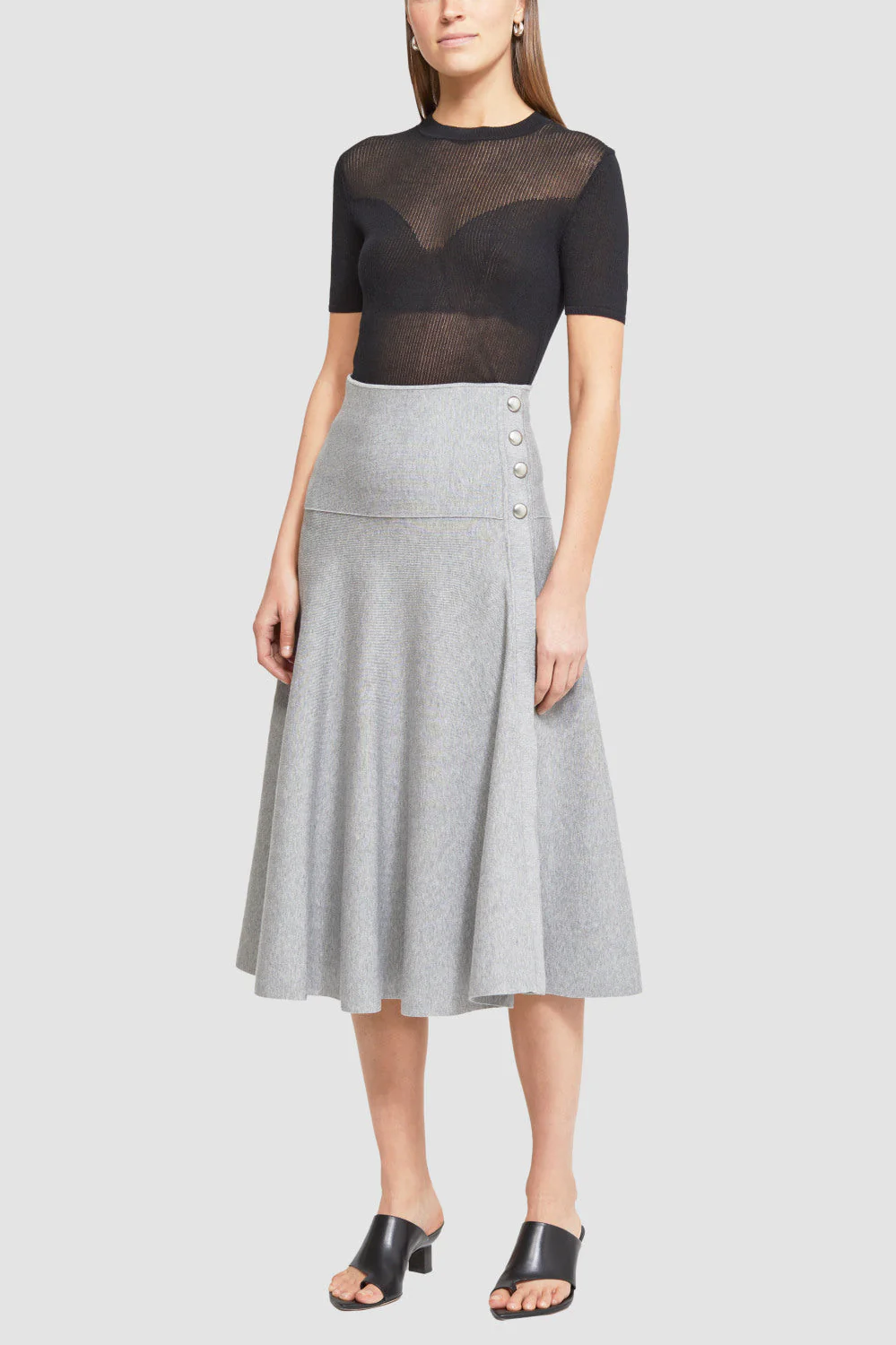 Tech Milano Flare Skirt with Side Plackets - Image 7