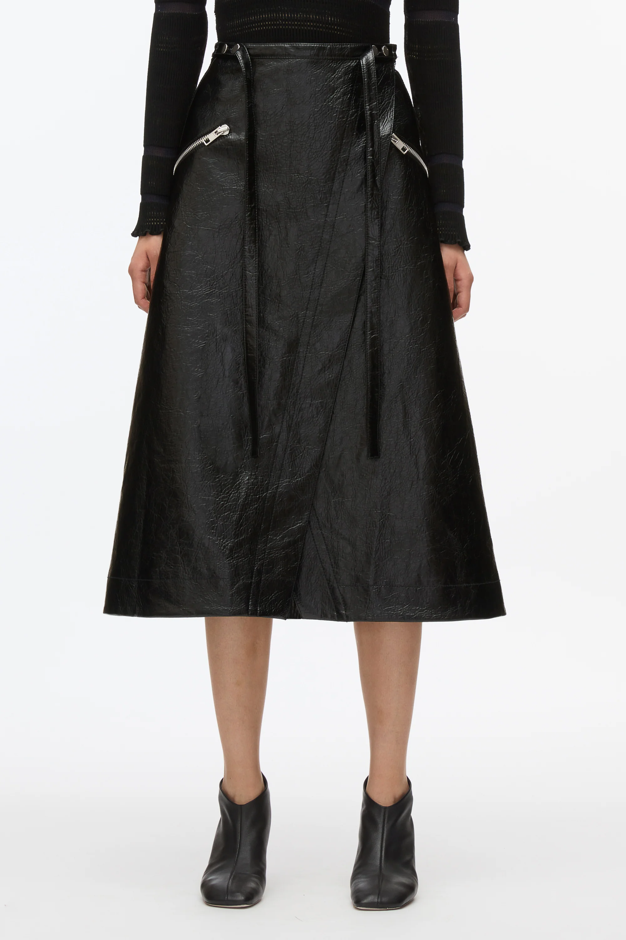 Faux Leather Moto Wrap Skirt - Image 2