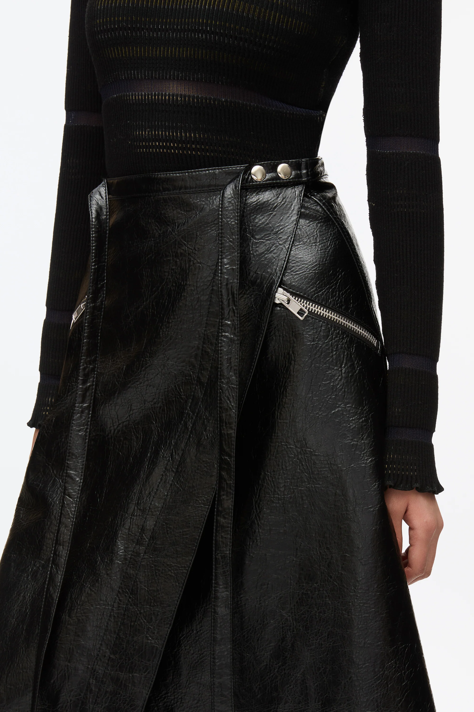 Faux Leather Moto Wrap Skirt - Image 5