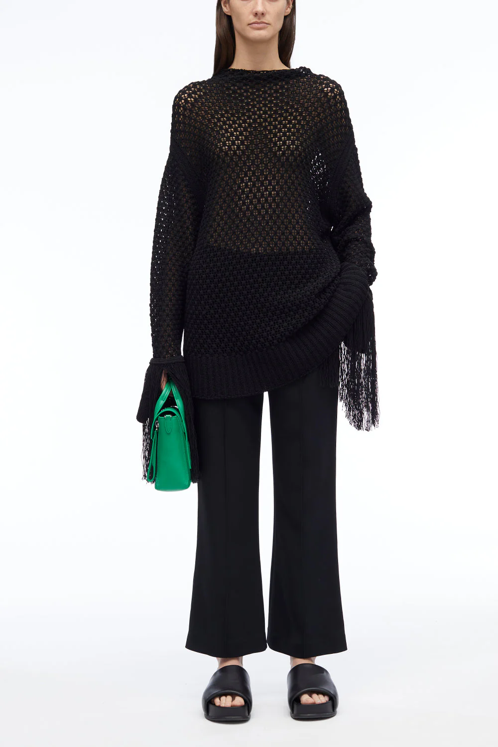 Textured Fringe Oversized Pullover - Image 2