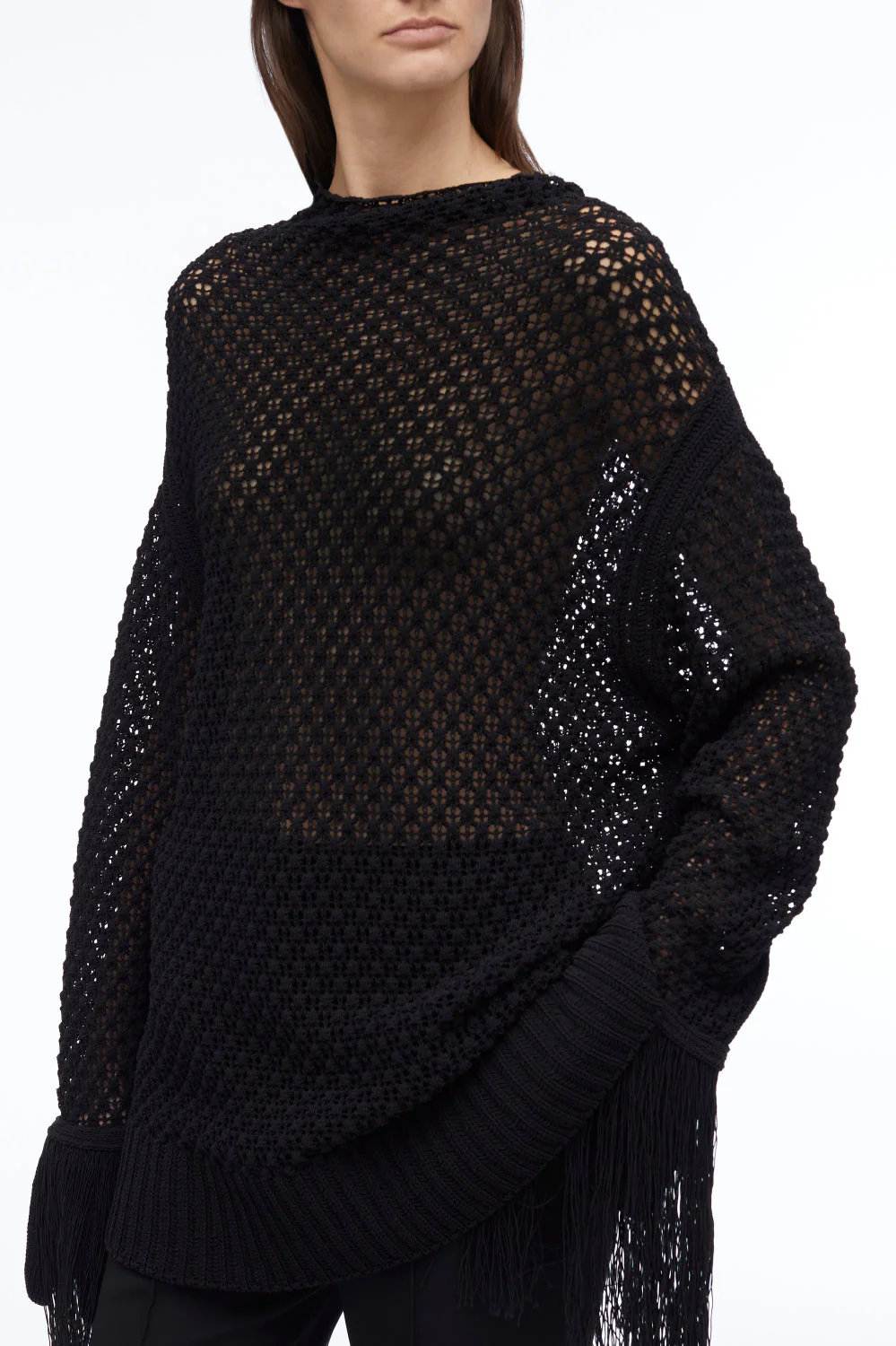 Textured Fringe Oversized Pullover - Image 6