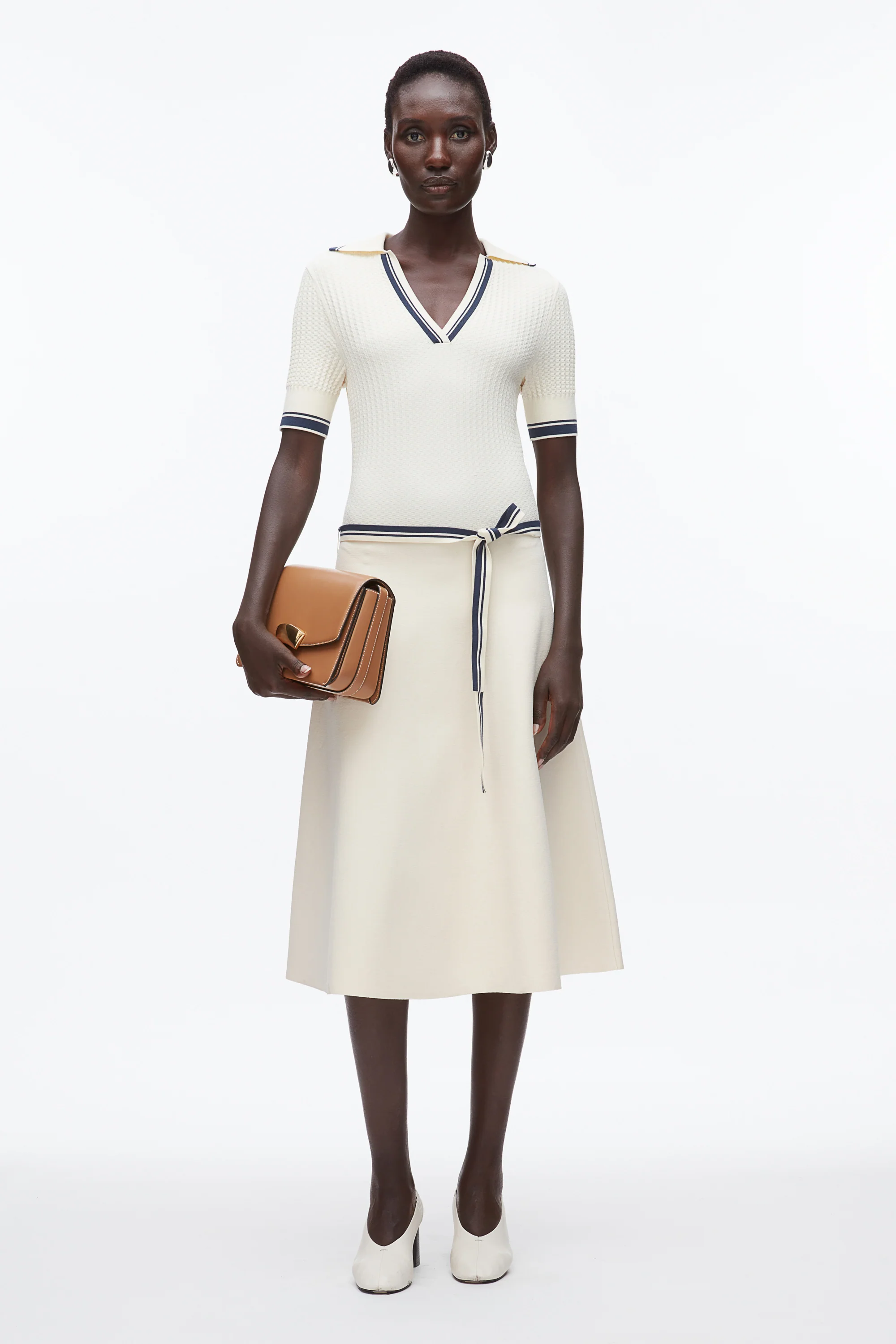 Textured Rib Polo Midi Dress