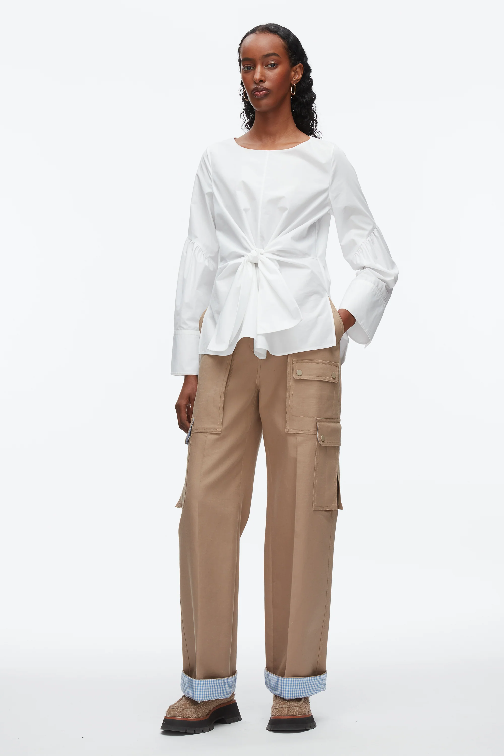Tie Front Poplin Shirt - Image 7