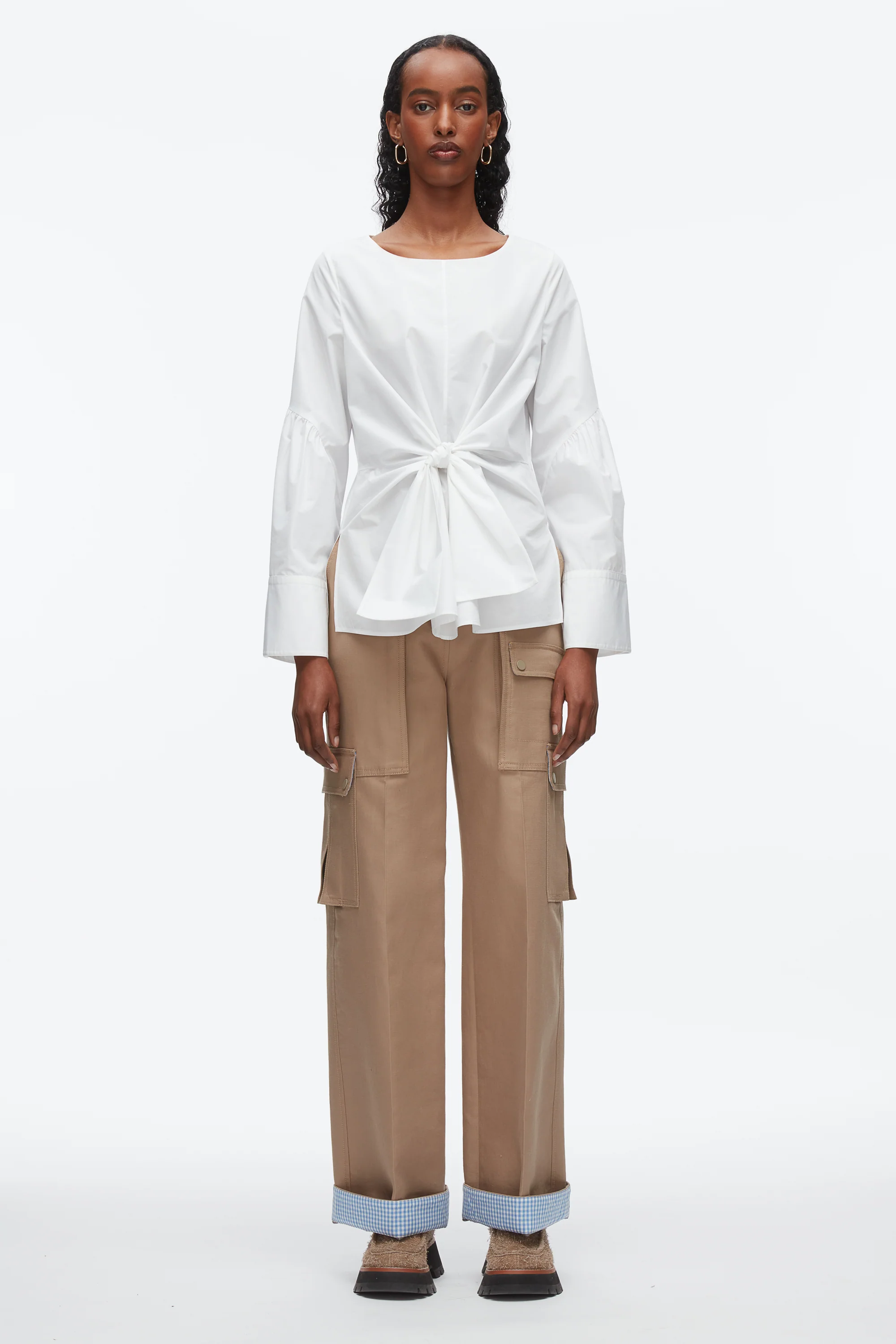 Tie Front Poplin Shirt - Image 8