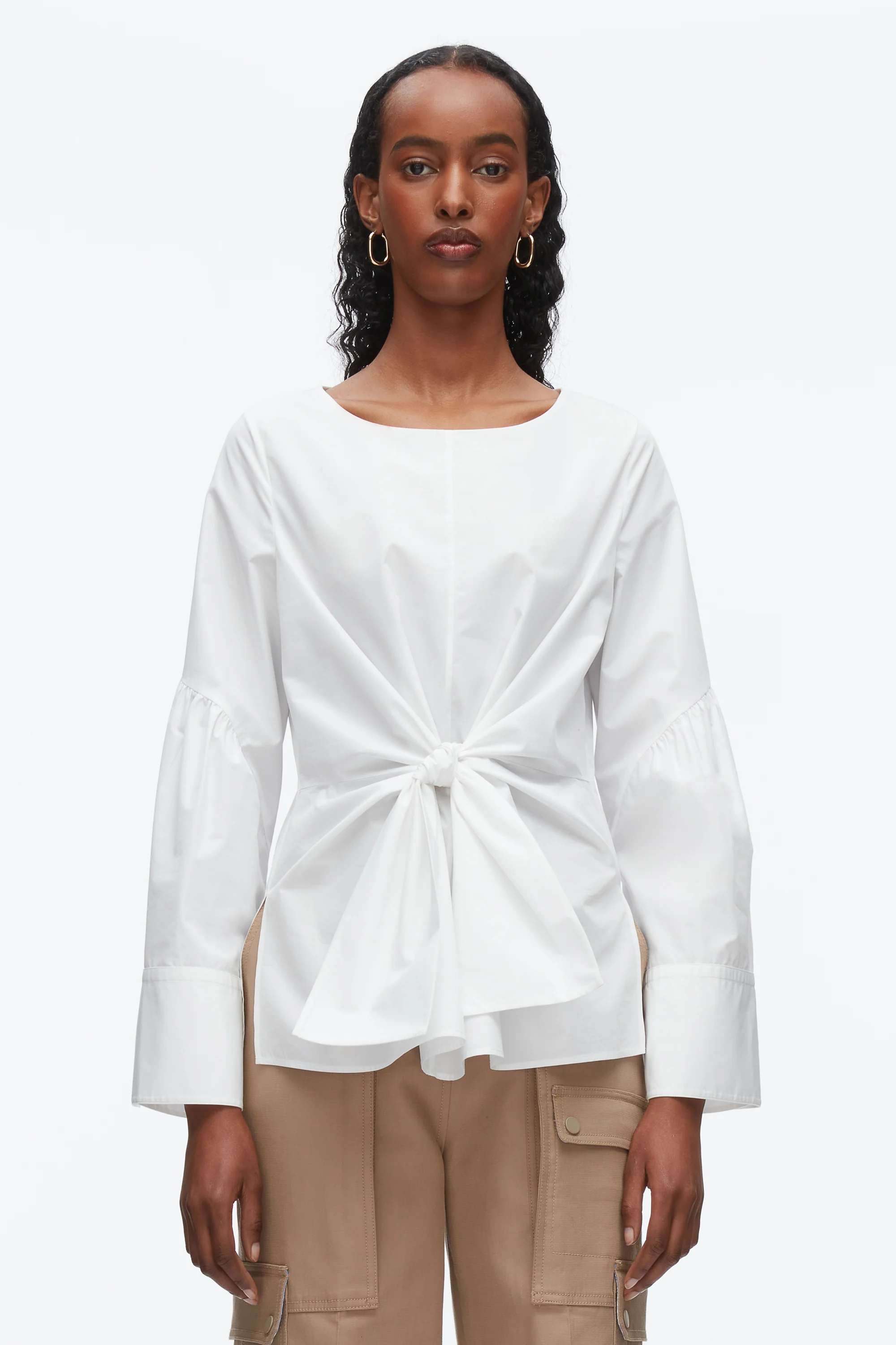 Tie Front Poplin Shirt - Image 9