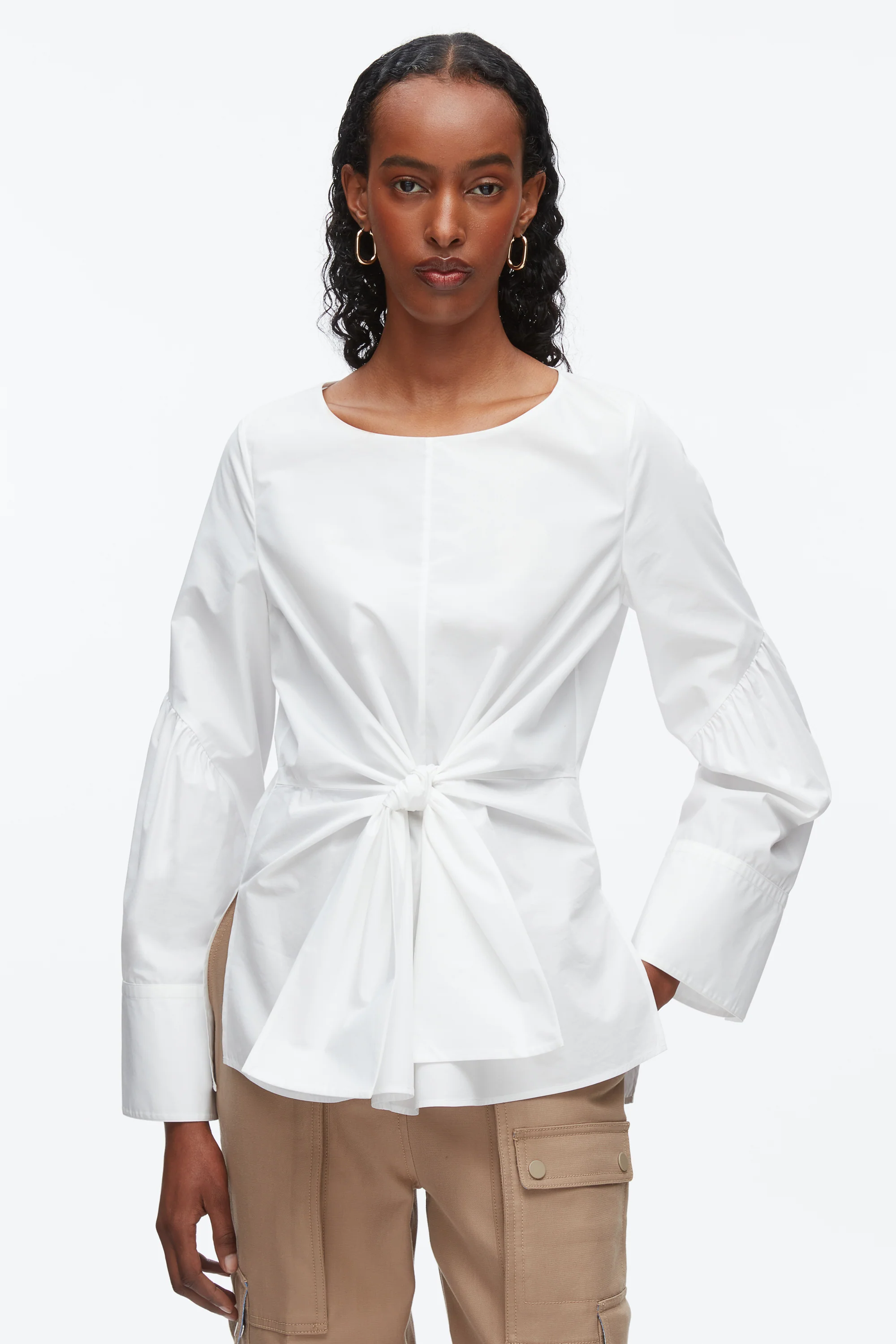 Tie Front Poplin Shirt - Image 12