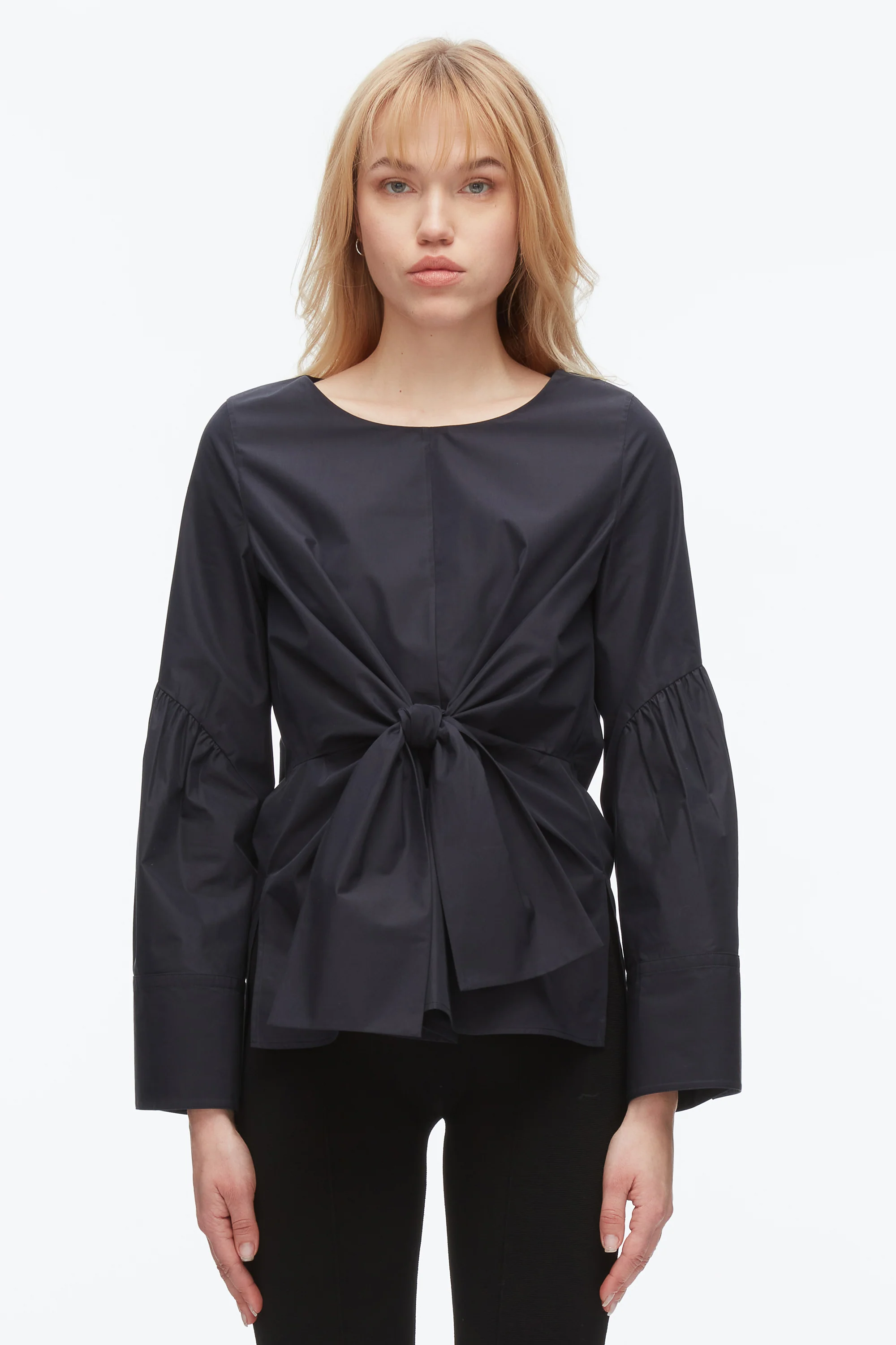 Tie Front Poplin Shirt - Image 3