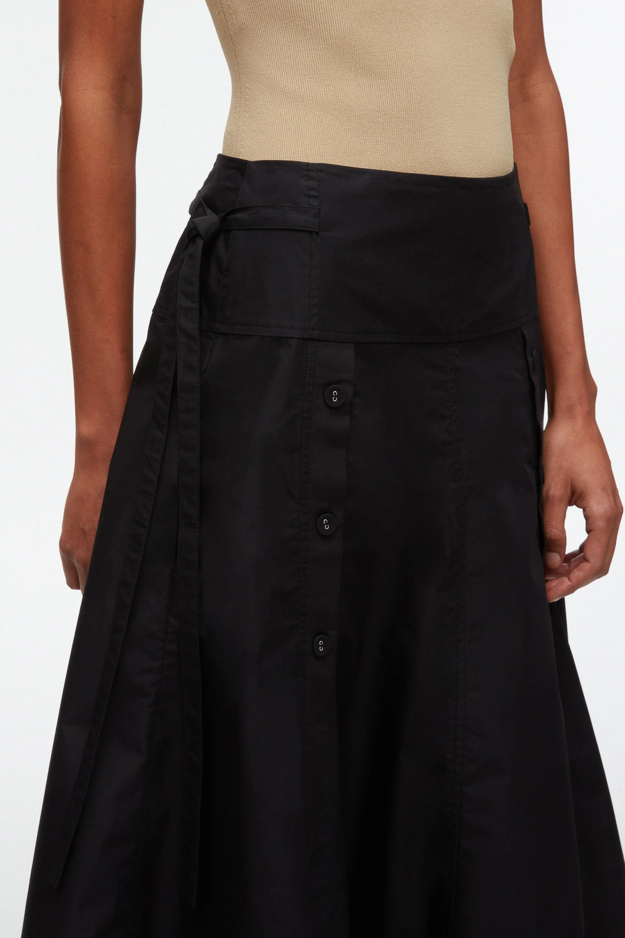 Button Front Tie Waist Midi Skirt - Image 5
