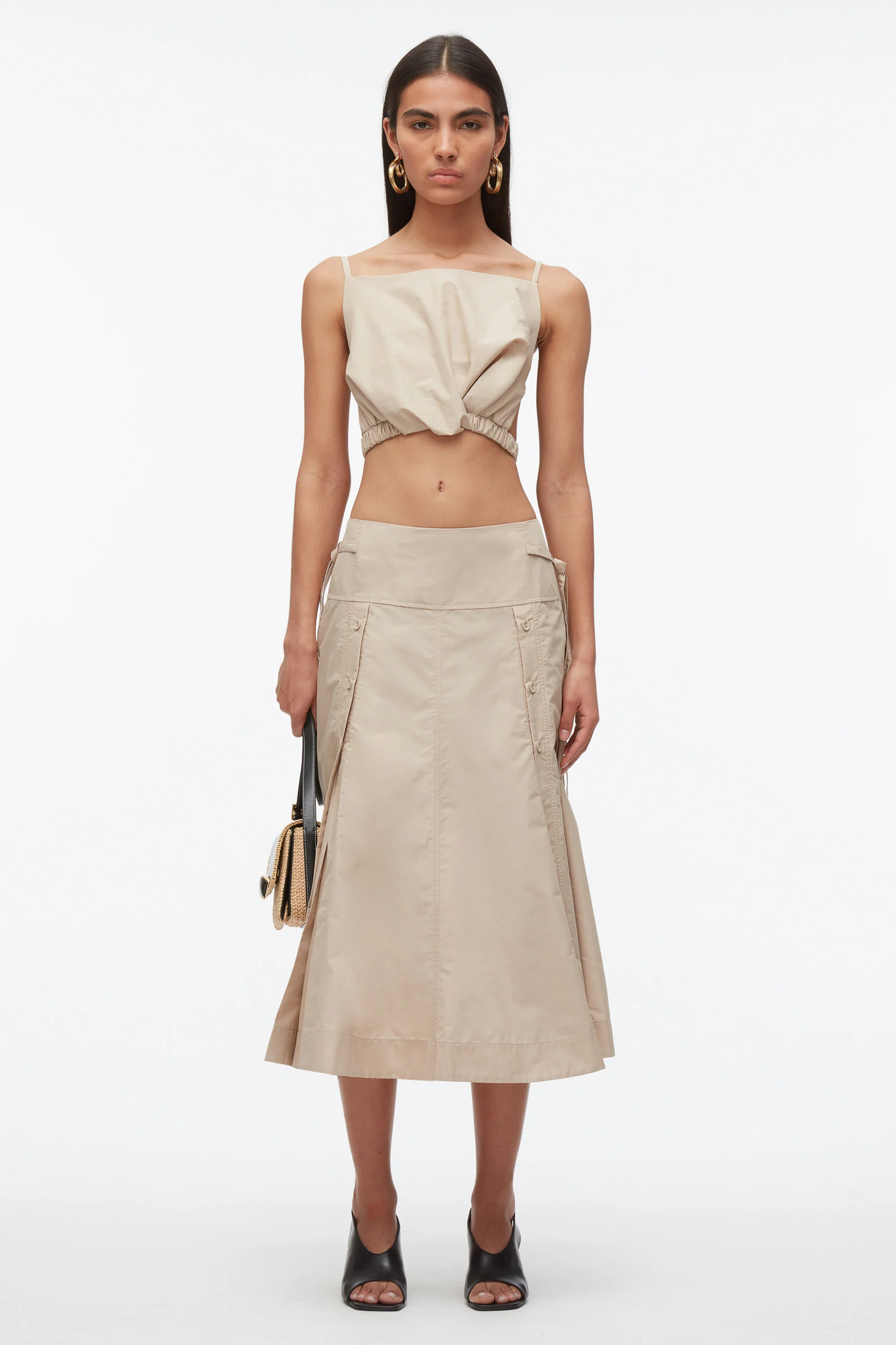 Button Front Tie Waist Midi Skirt - Image 7