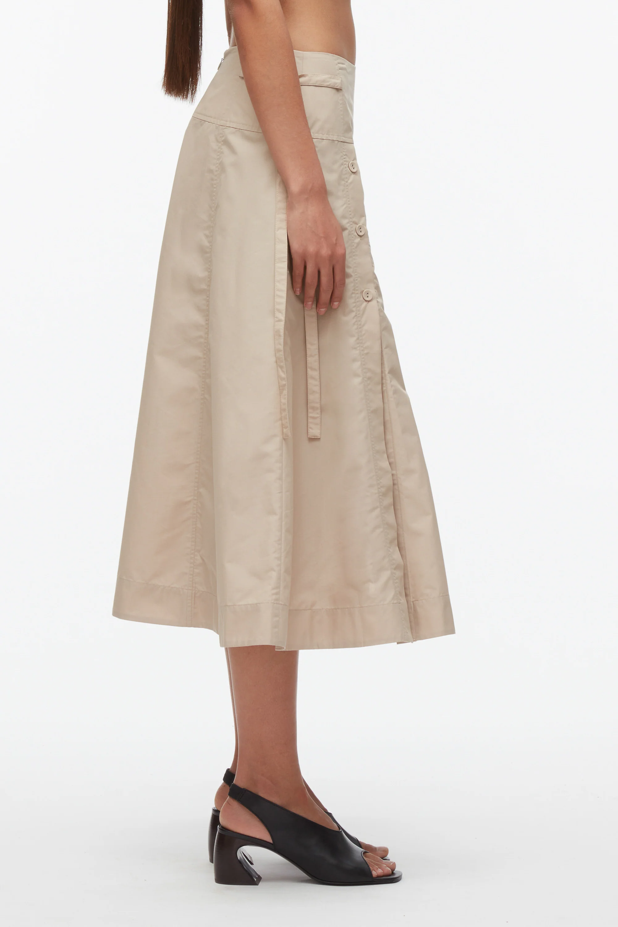 Button Front Tie Waist Midi Skirt - Image 9