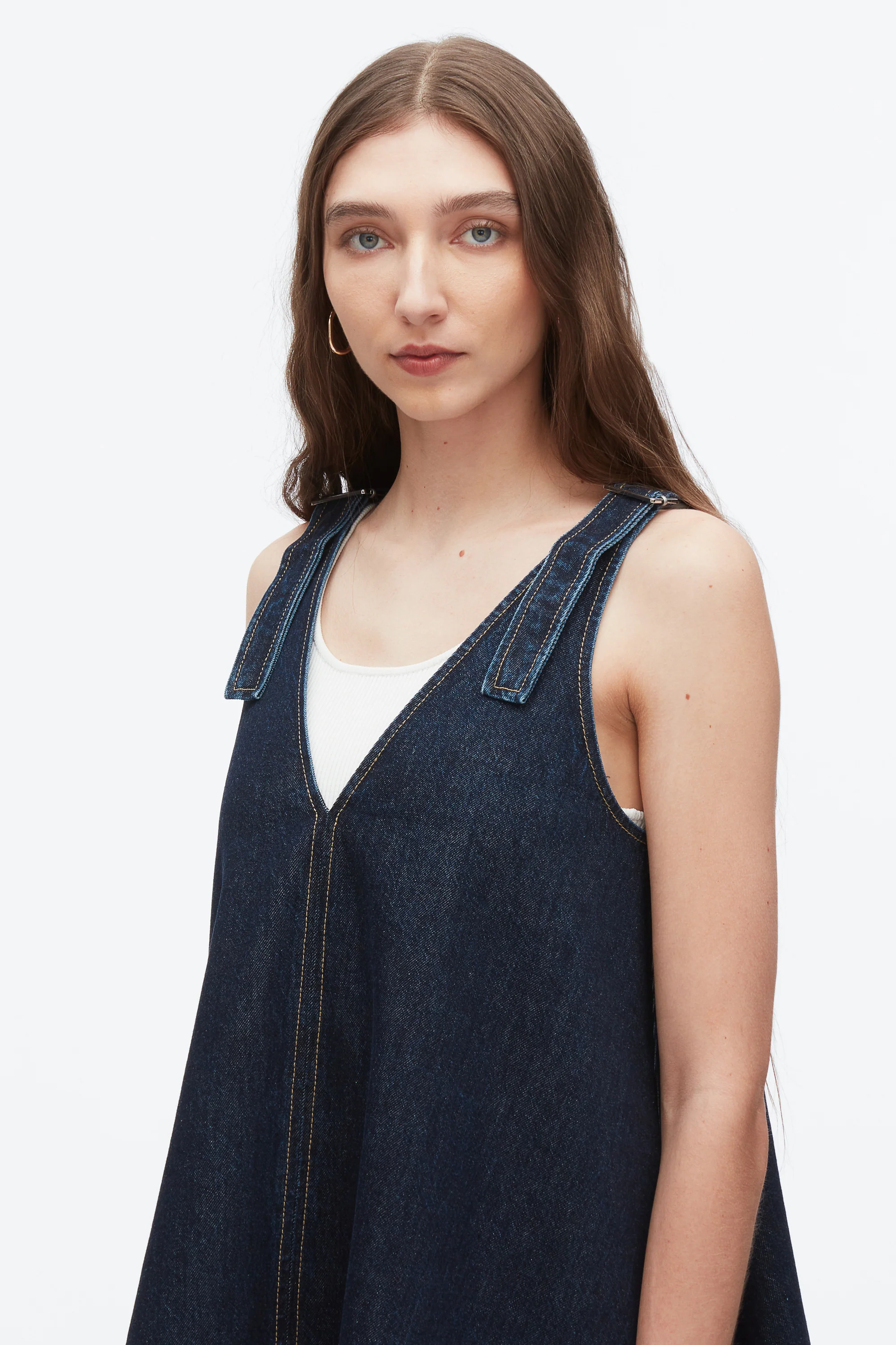 Denim Trapeze Mini Dress - Image 4