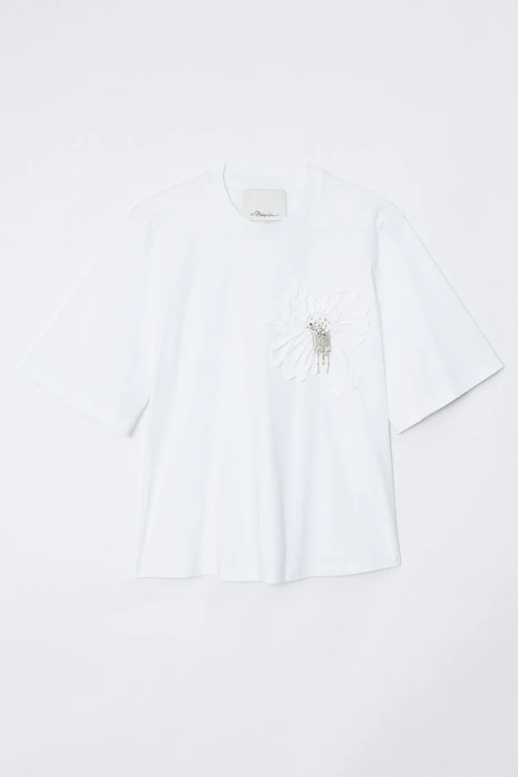 Trapeze T-Shirt with Floral Appliqué - Image 15