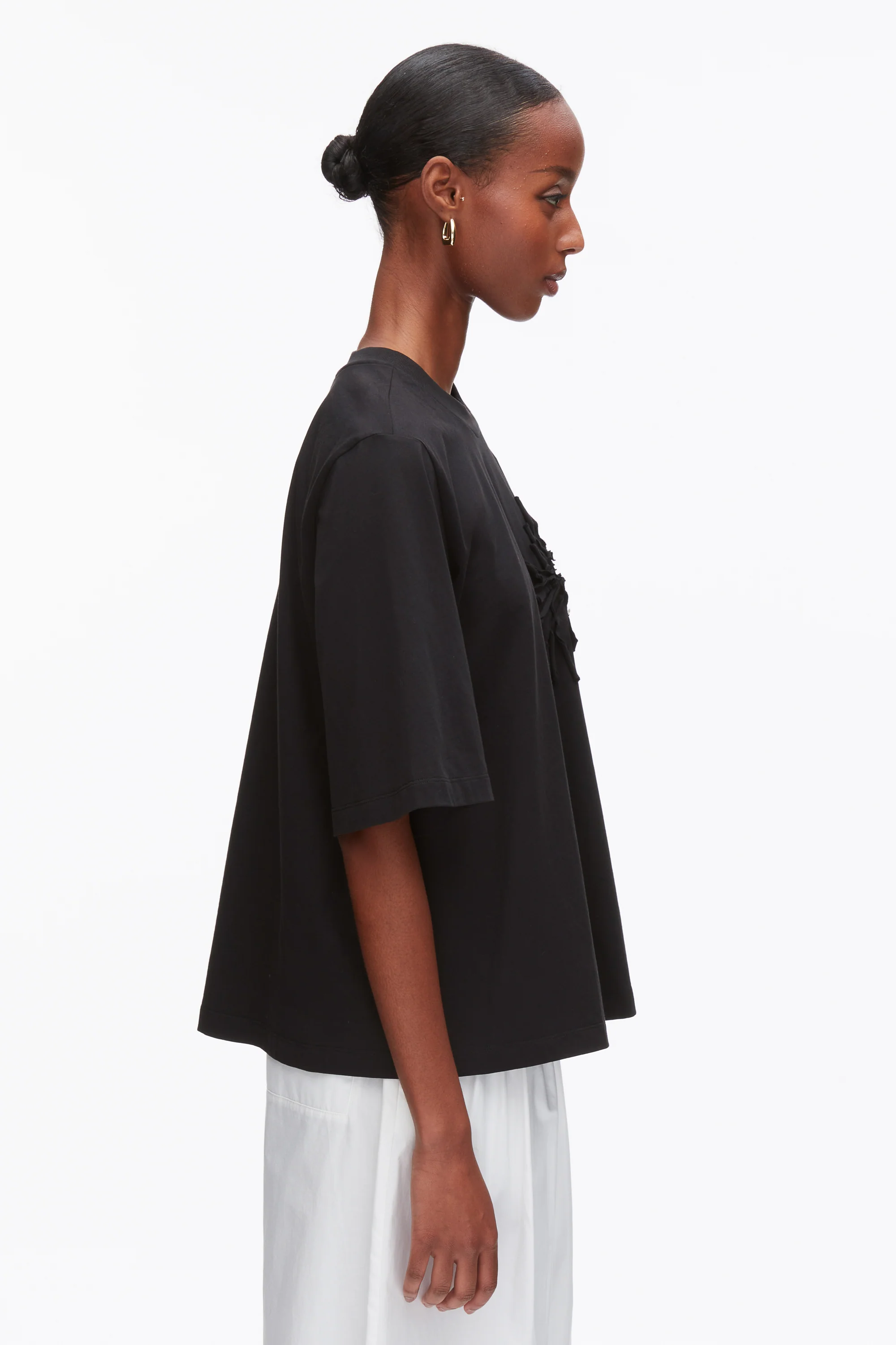 Trapeze T-Shirt with Floral Appliqué - Image 11
