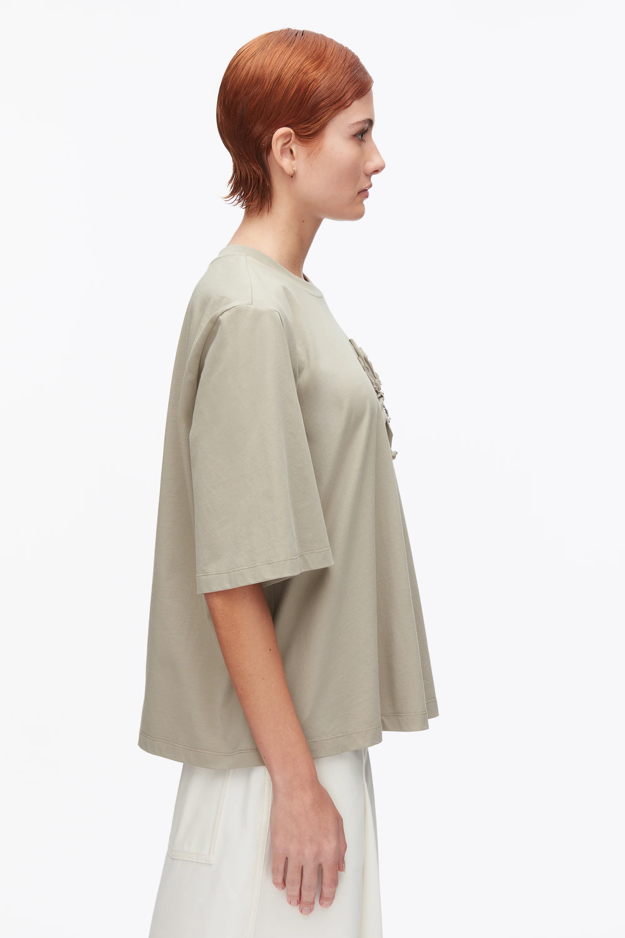 Trapeze T-Shirt with Floral Appliqué - Image 5