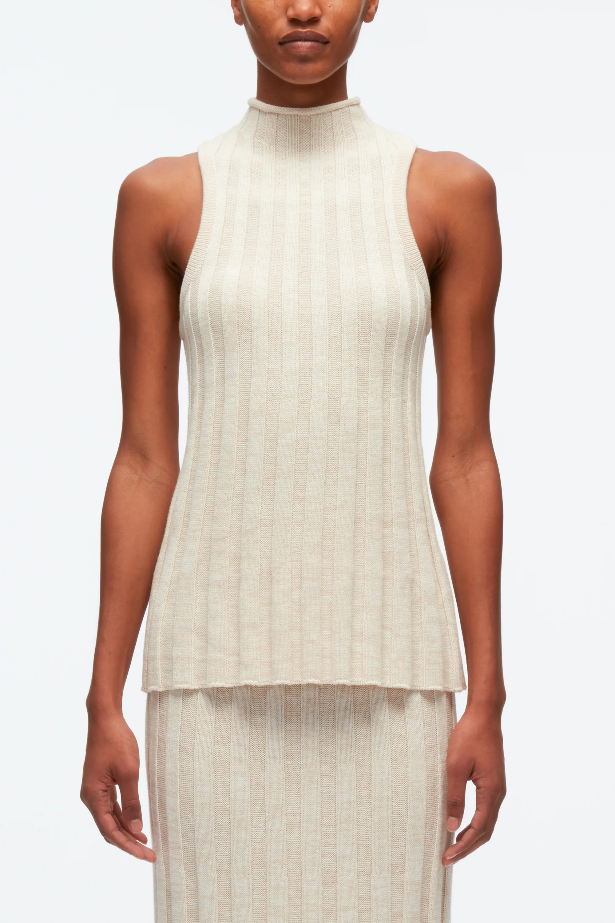 Traveling Rib Knit Mockneck Sleeveless Tank - Image 2