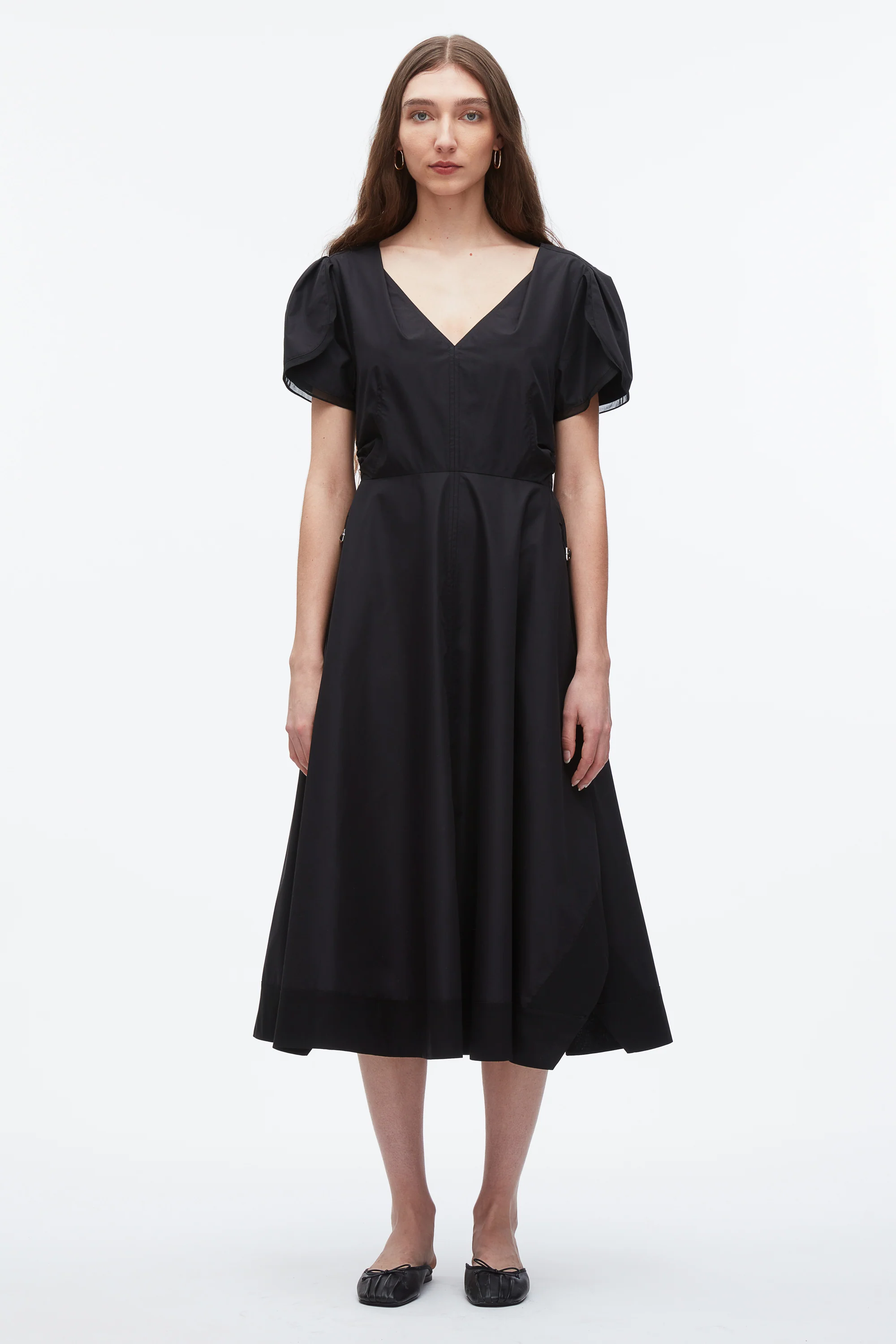 Tulip Sleeve V-Neck Dress