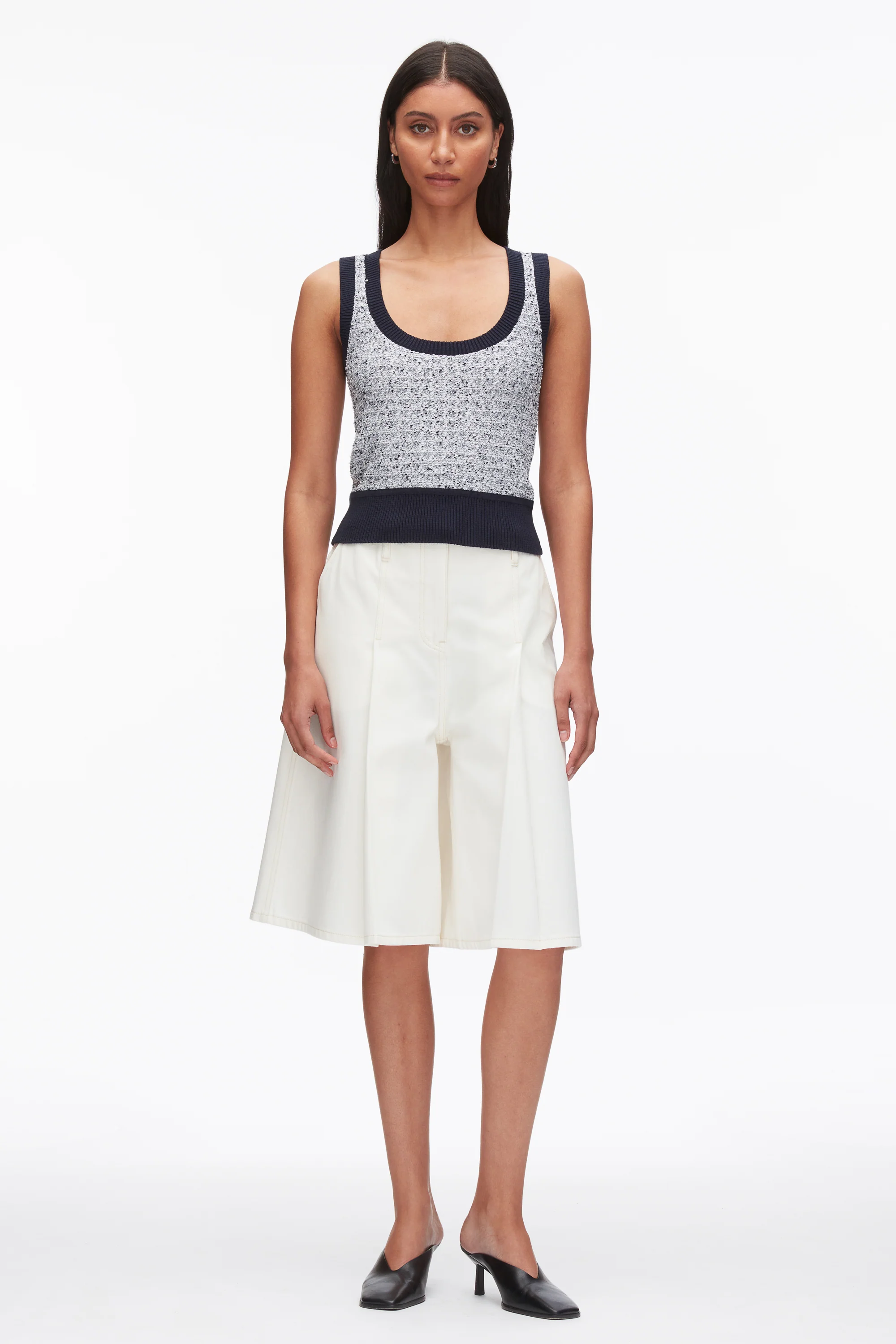 Tweed Boucle Scoop Neck Tank