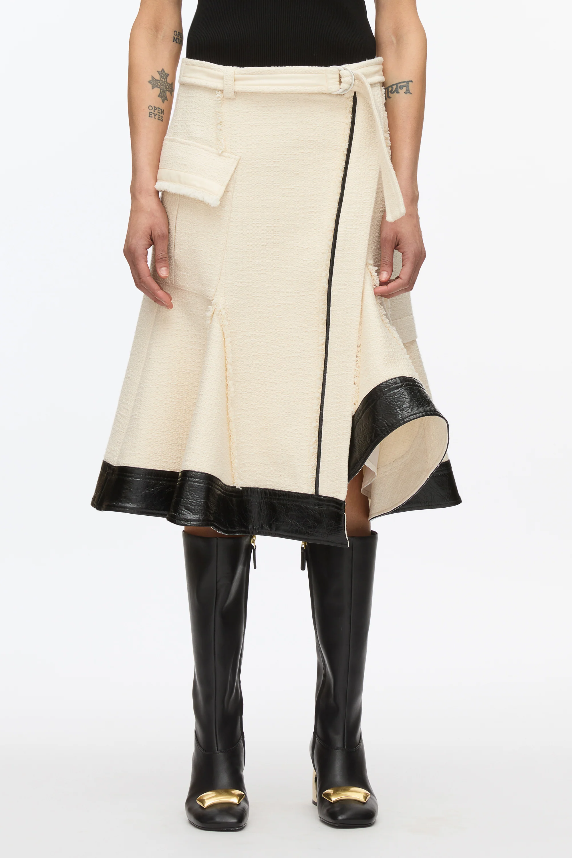 Flounce Hem Tweed Skirt - Image 3