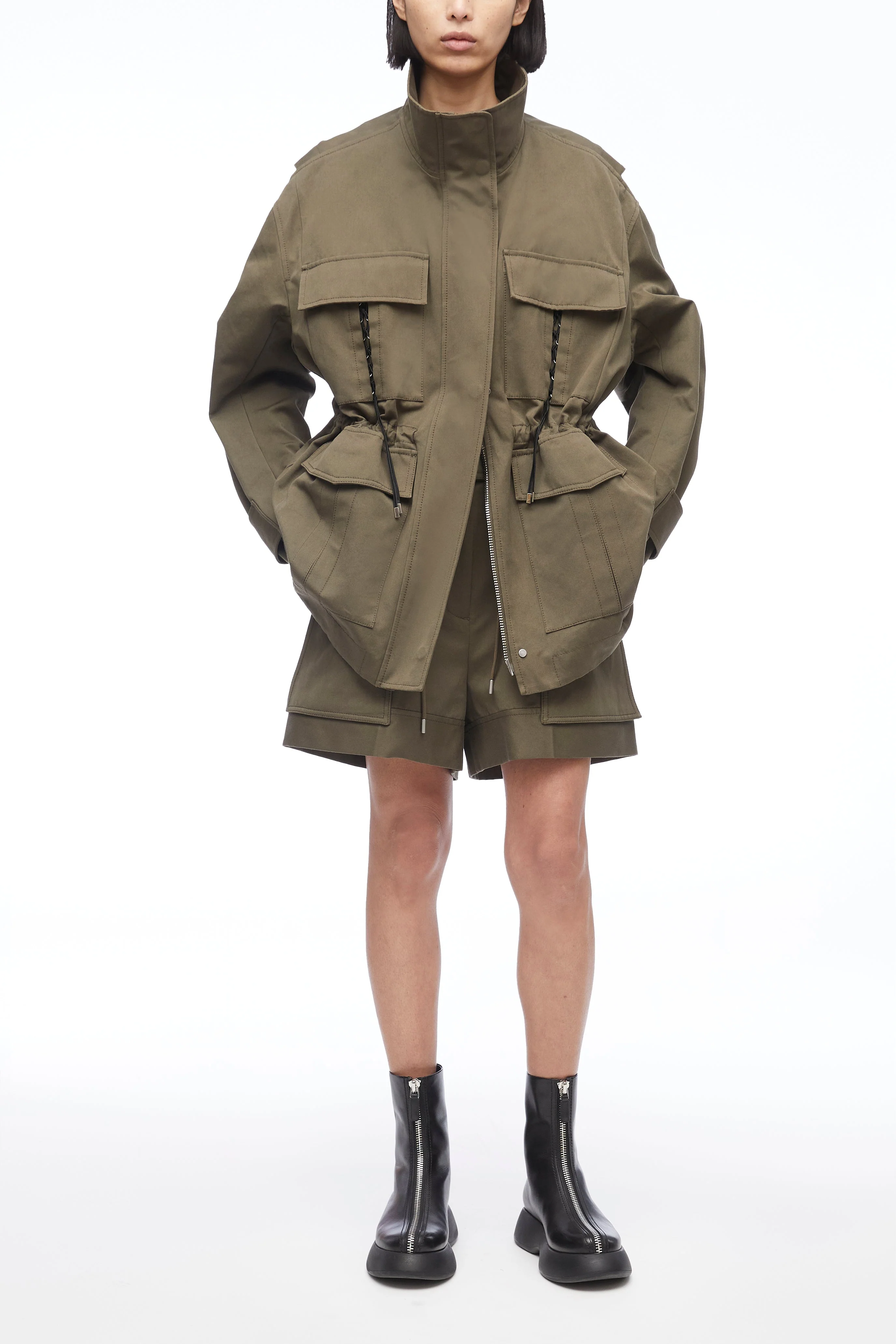 Utility Faille Oversized Cargo Jacket