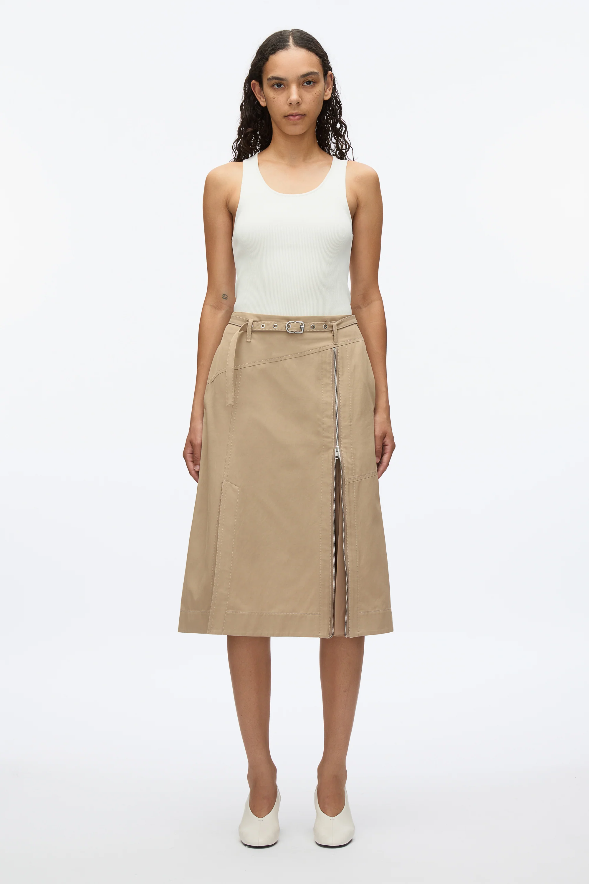 Utility Skirt with Zip Chiffon Godet - Image 6