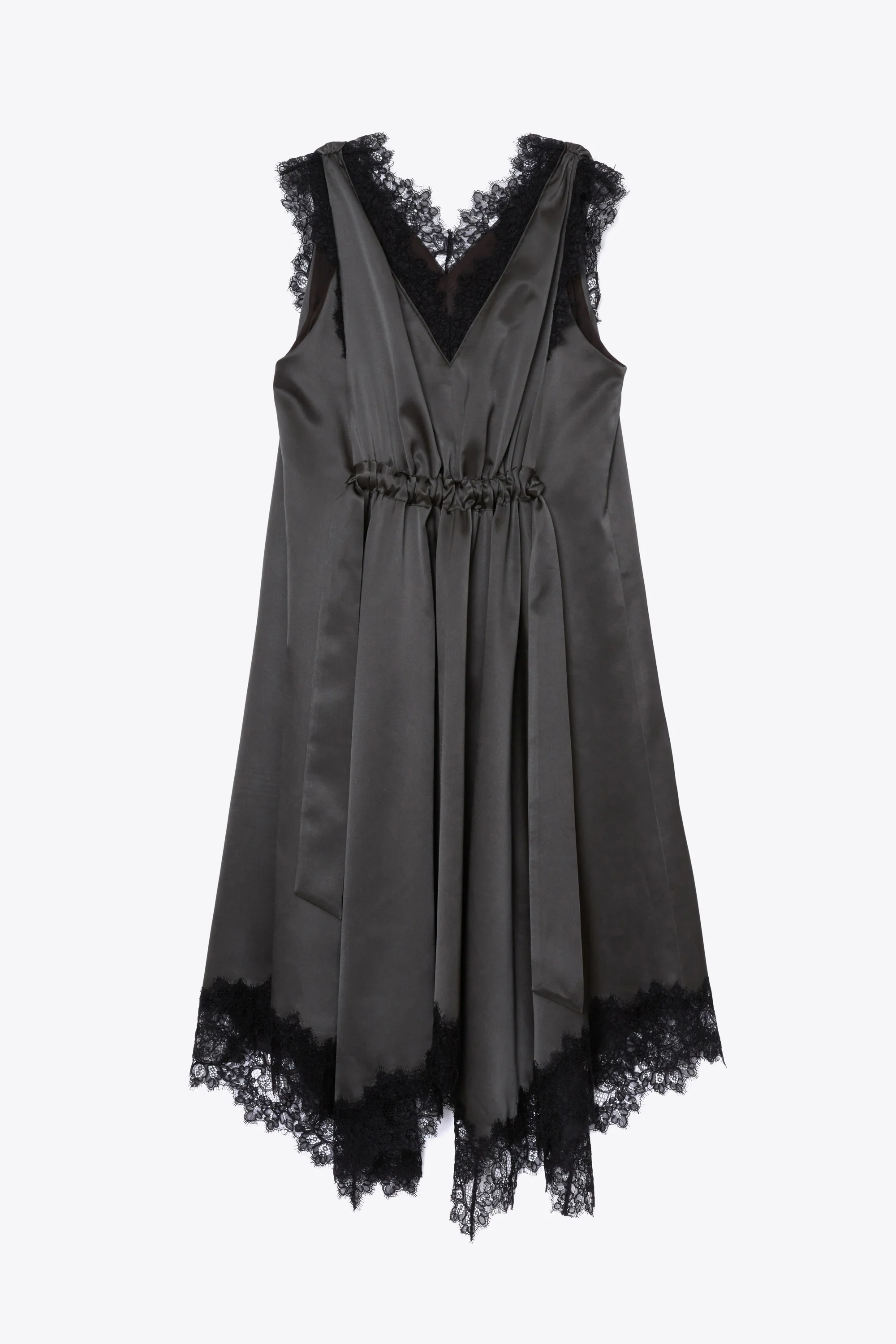 V-Neck Midi Dress with Lace Trim - Image 6