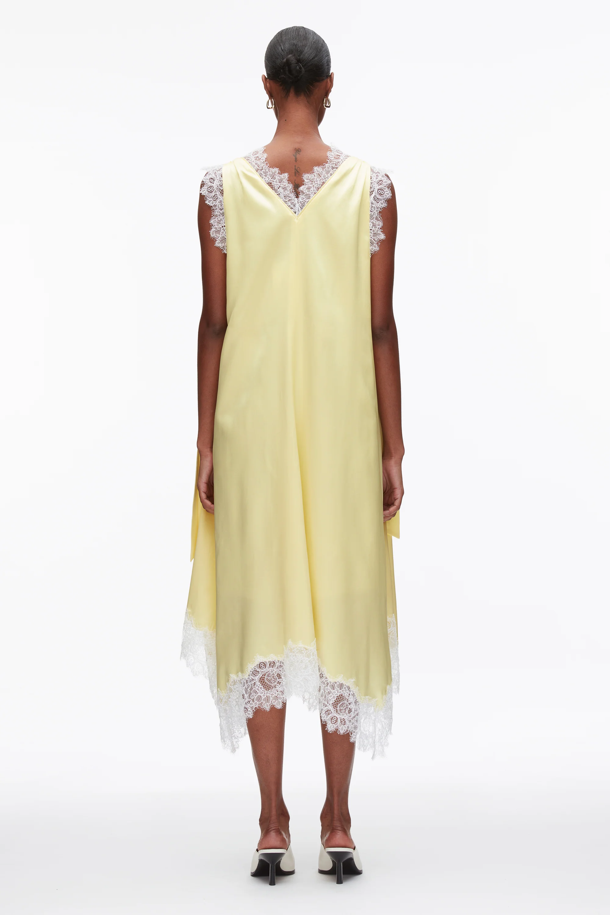 V-Neck Midi Dress with Lace Trim - Image 10