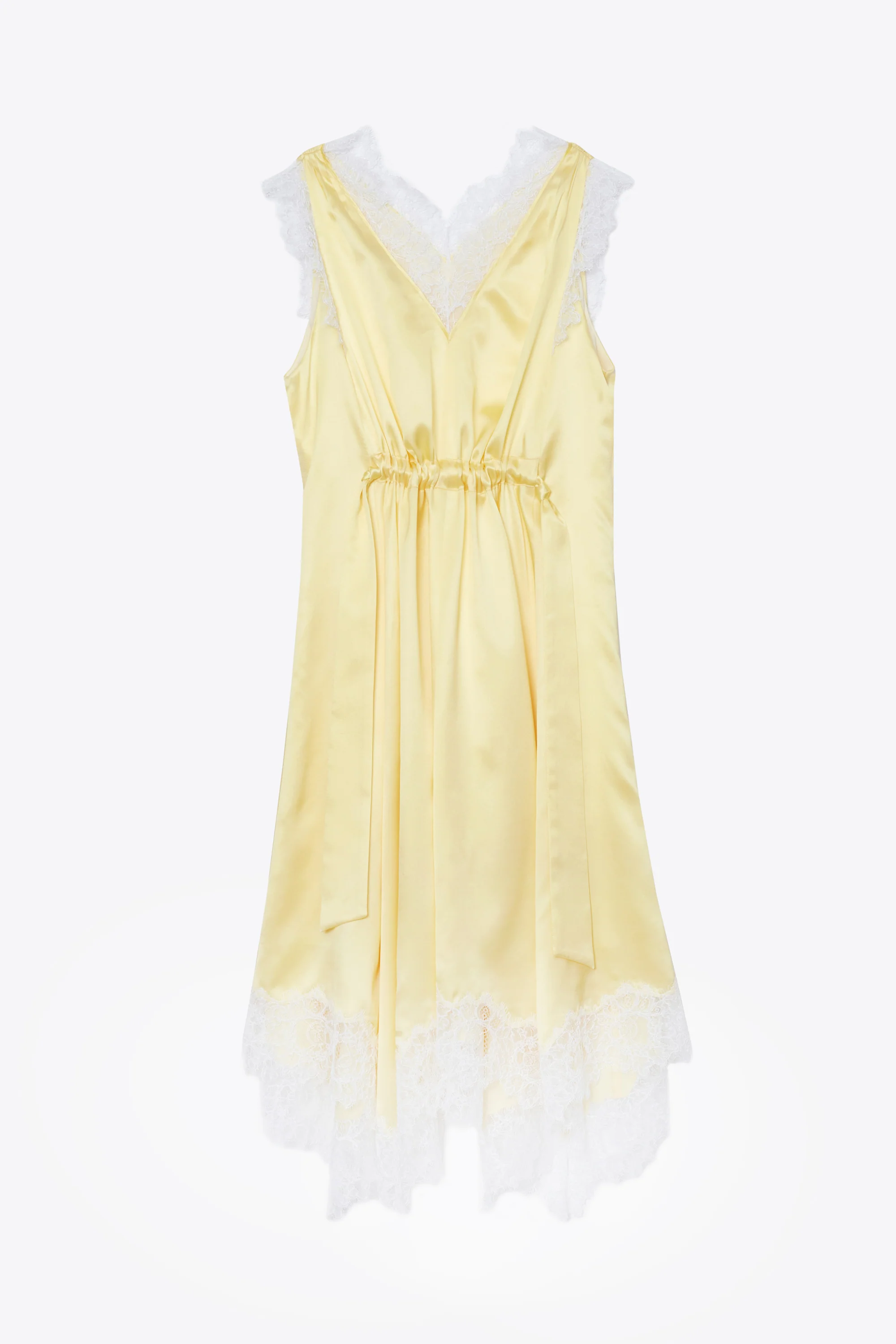 V-Neck Midi Dress with Lace Trim - Image 12
