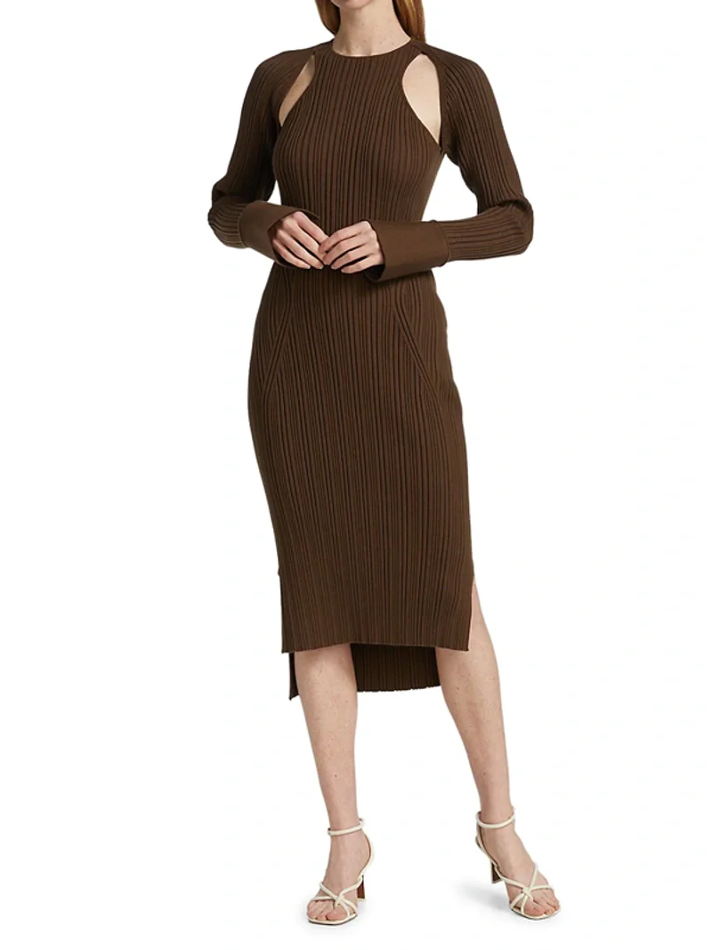 Variegated Rib Dress With Scooped Back - Image 2
