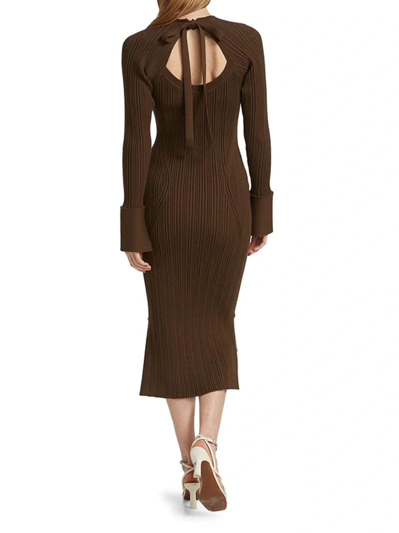 Variegated Rib Dress With Scooped Back - Image 3