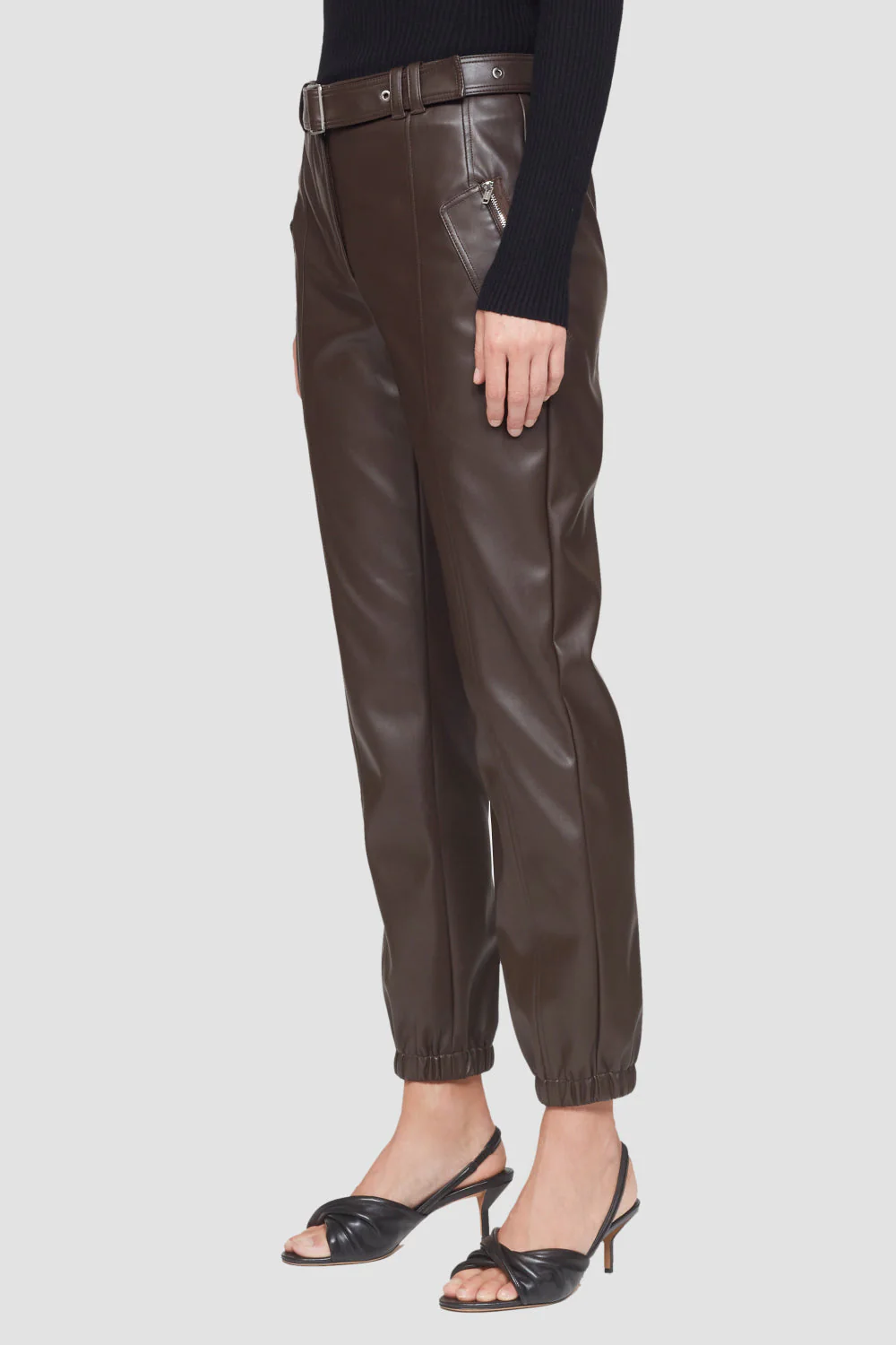 Vegan Leather Belted Jogger - Image 3