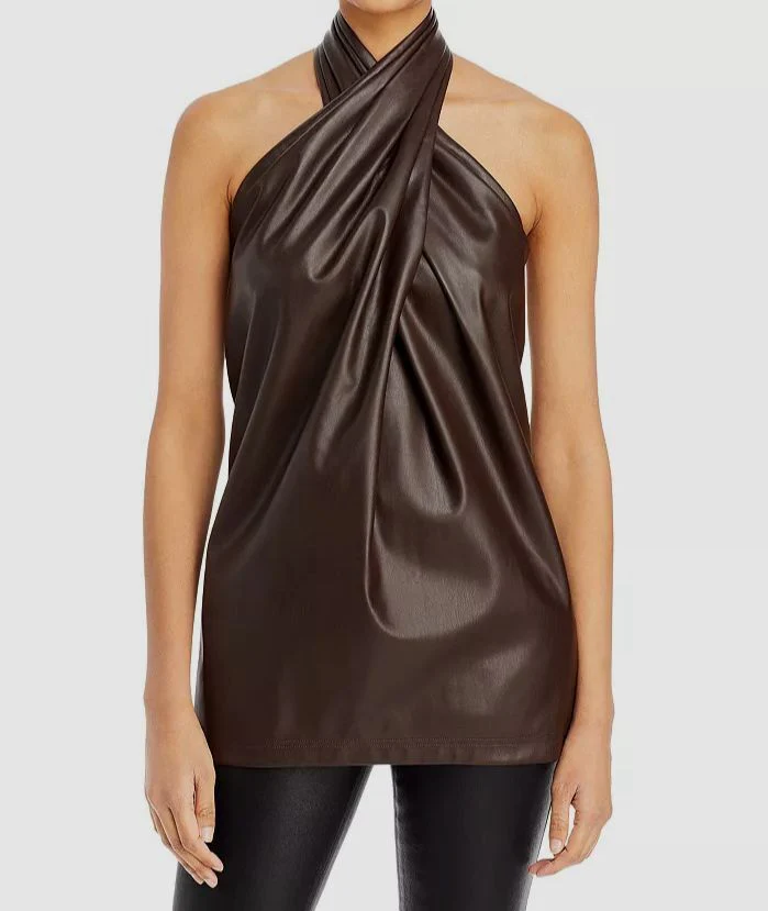 Vegan Leather Cross Front Halter - Image 2
