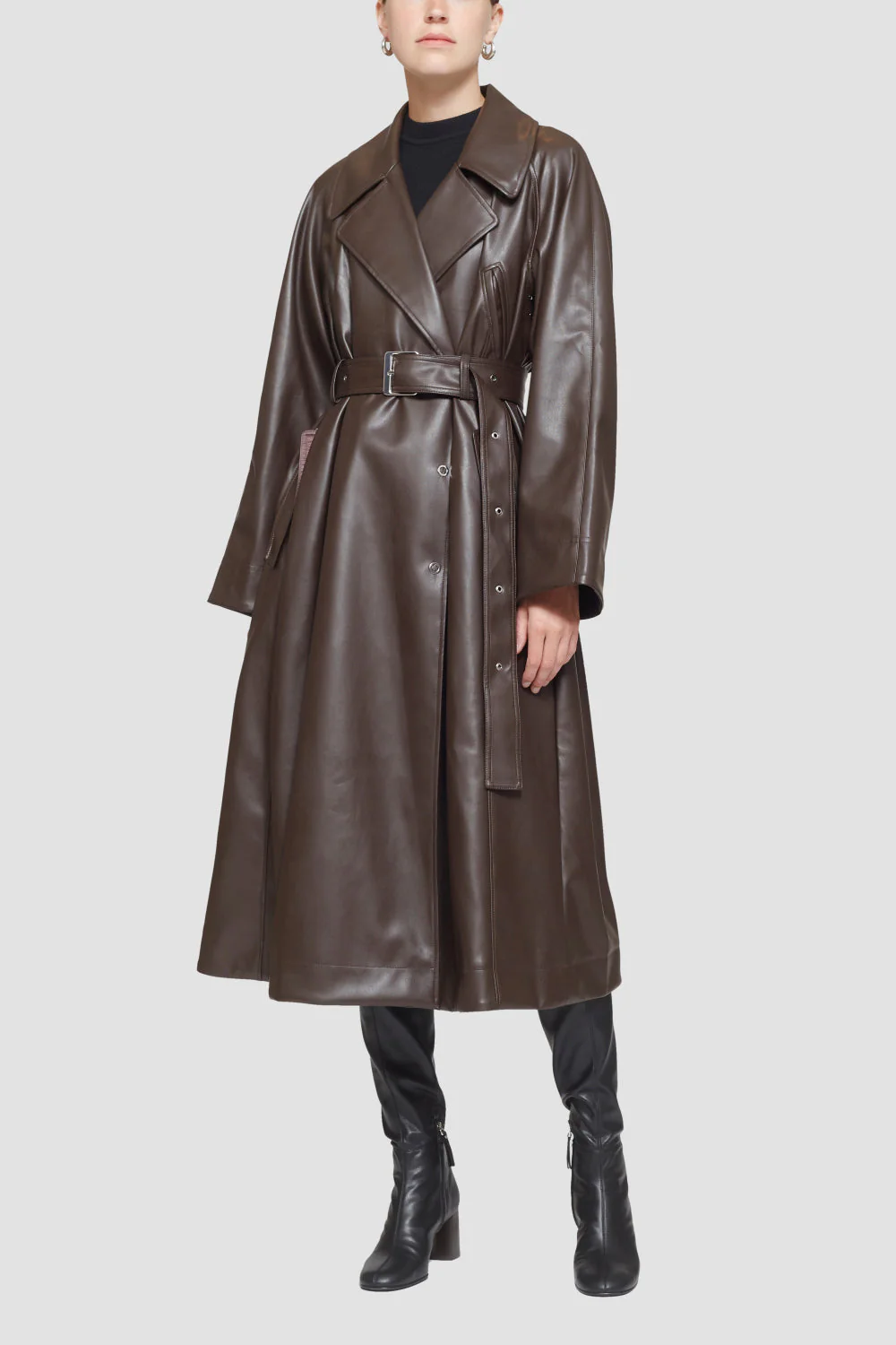 Vegan Leather Double Breasted Trench