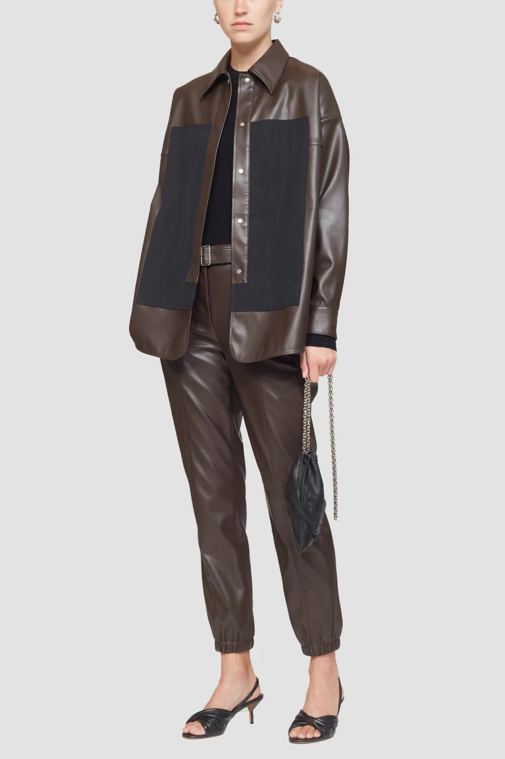 Vegan Leather Shirt Jacket