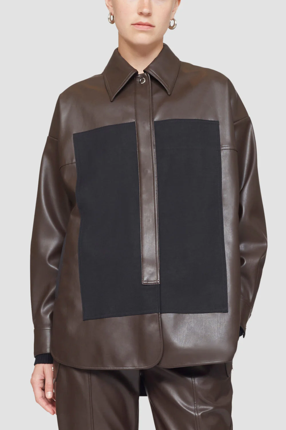 Vegan Leather Shirt Jacket - Image 2