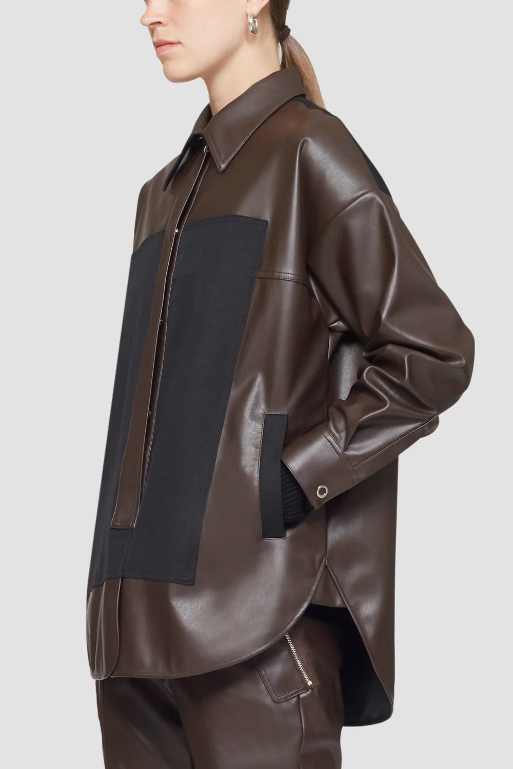 Vegan Leather Shirt Jacket - Image 3