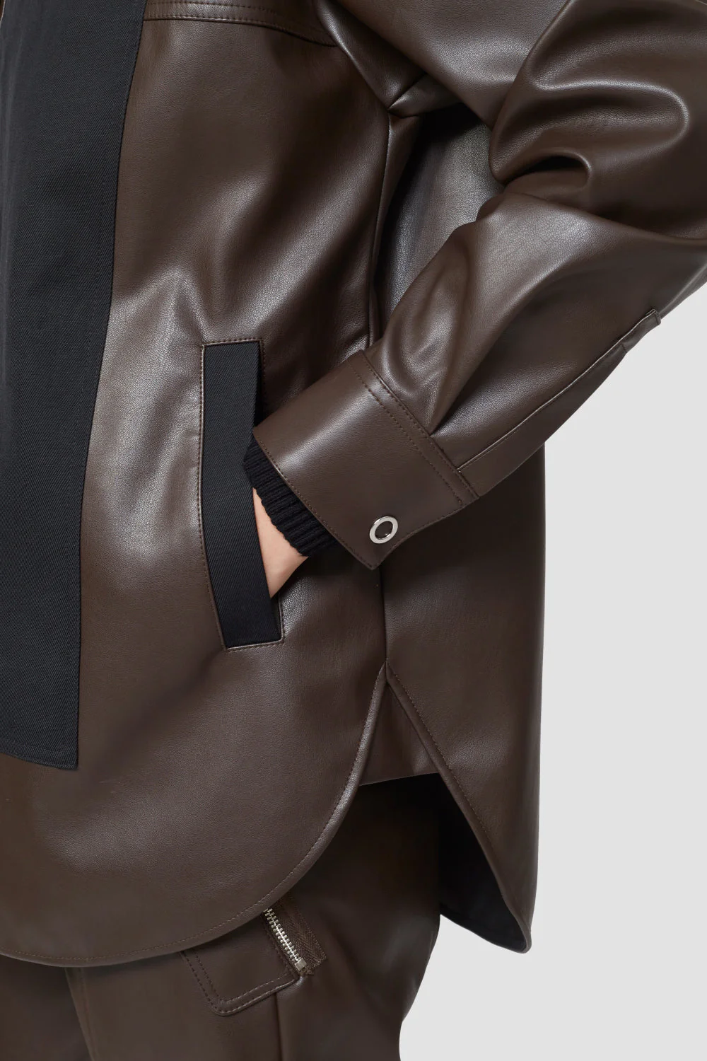 Vegan Leather Shirt Jacket - Image 5