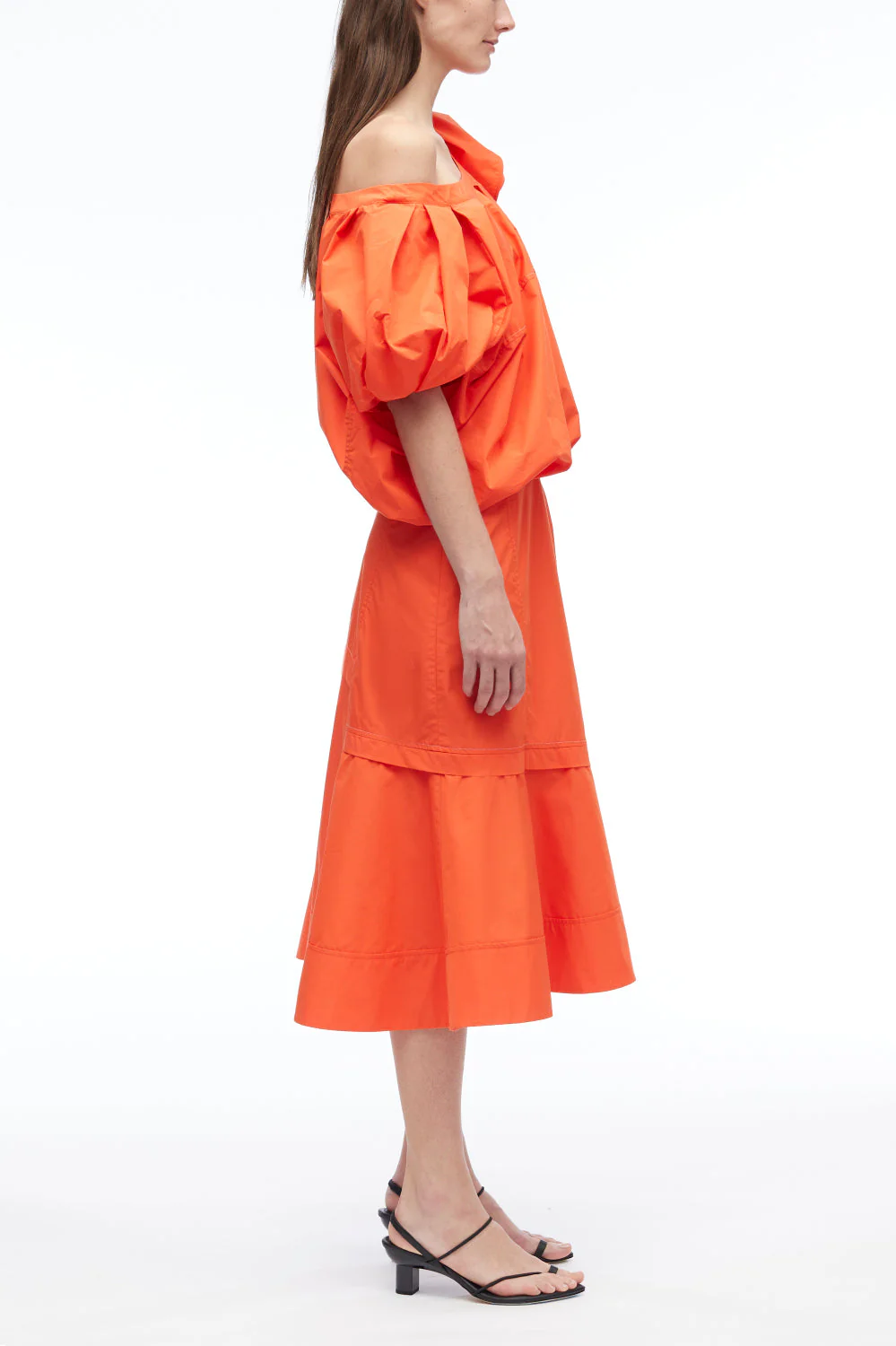 Voluminous Poplin Flower Midi Dress - Image 3