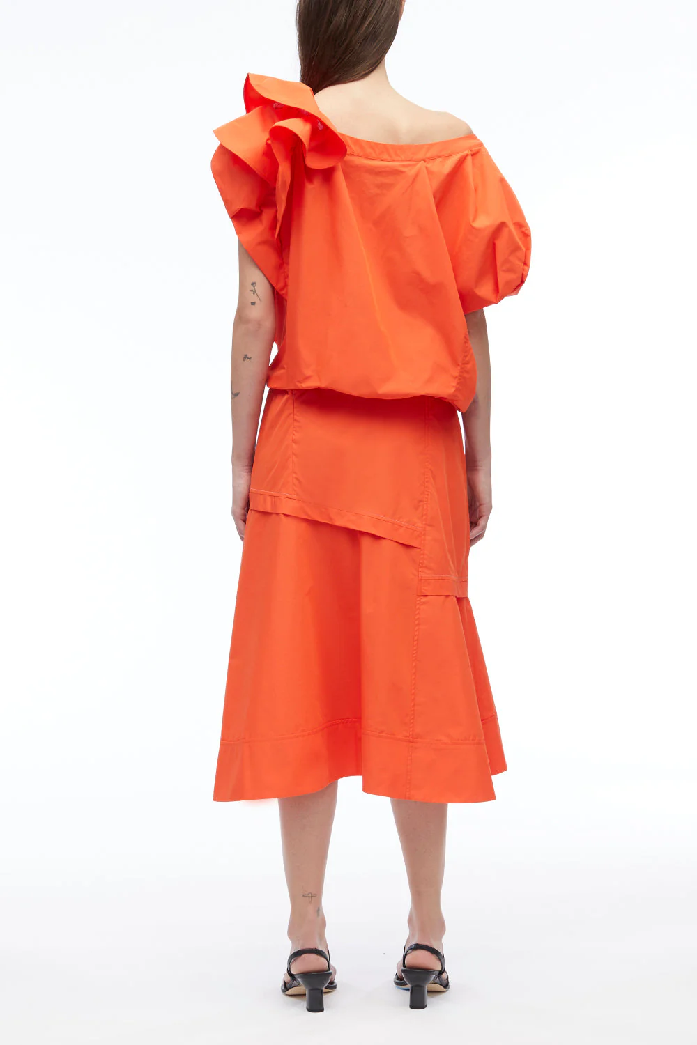 Voluminous Poplin Flower Midi Dress - Image 4