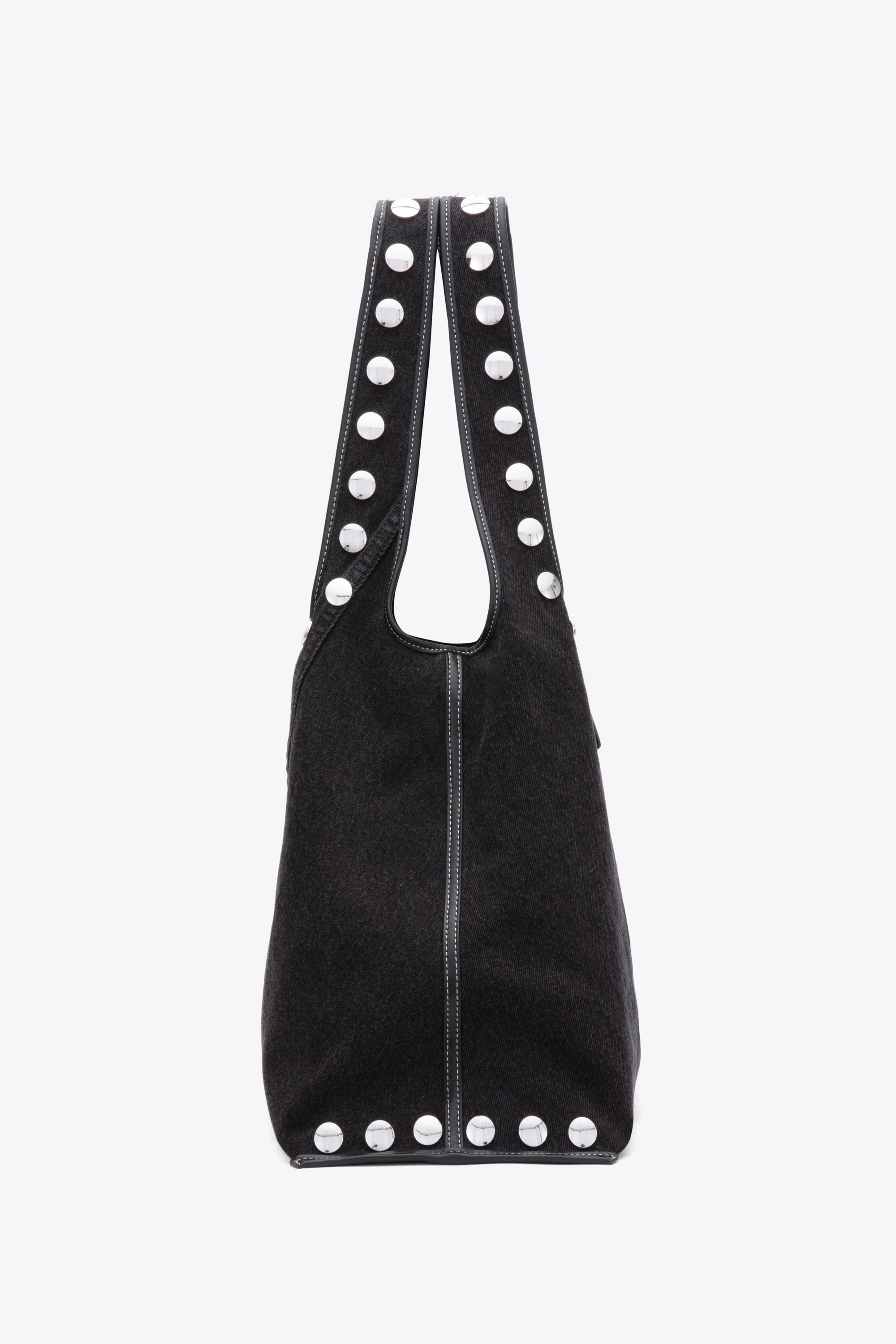 Denim Market Tote with Studs - Image 3