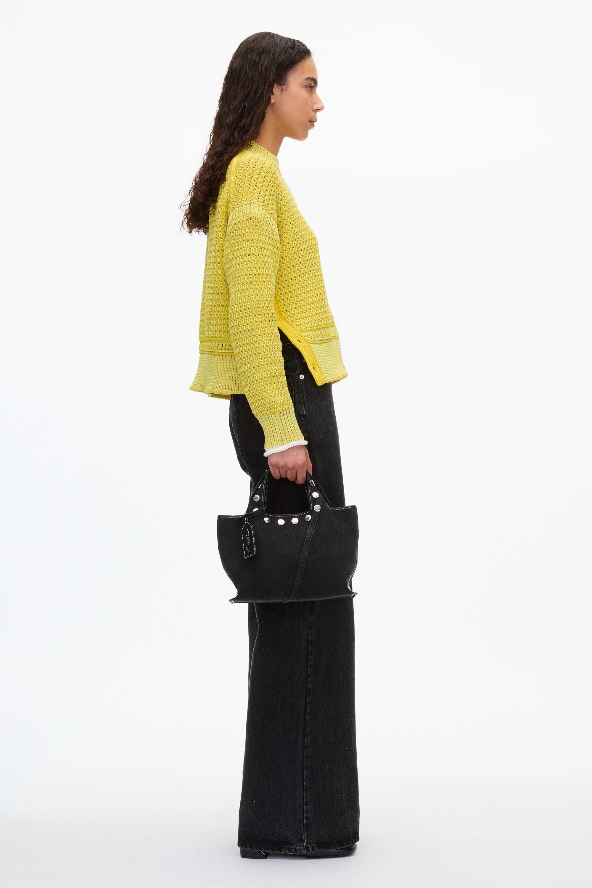 Denim Mini Market Tote with Studs - Image 3
