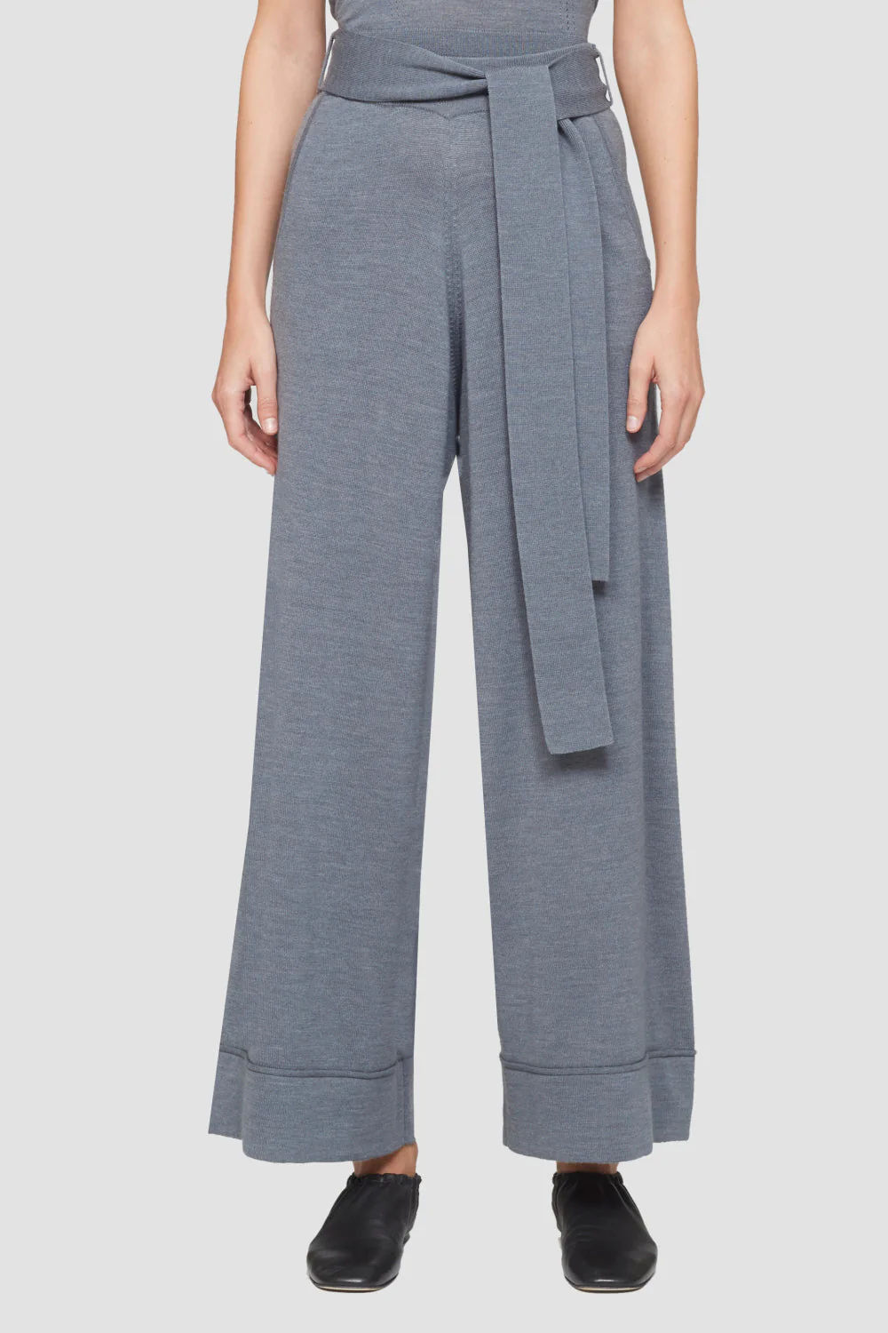 Wide-Leg Knit Waist-Tie Pull-On Pants - Image 7