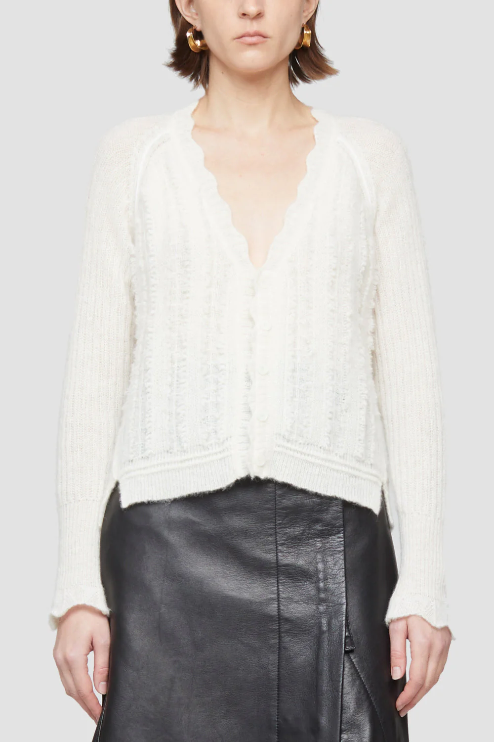 Wool Boxy Crew Neck Cardigan - Image 3