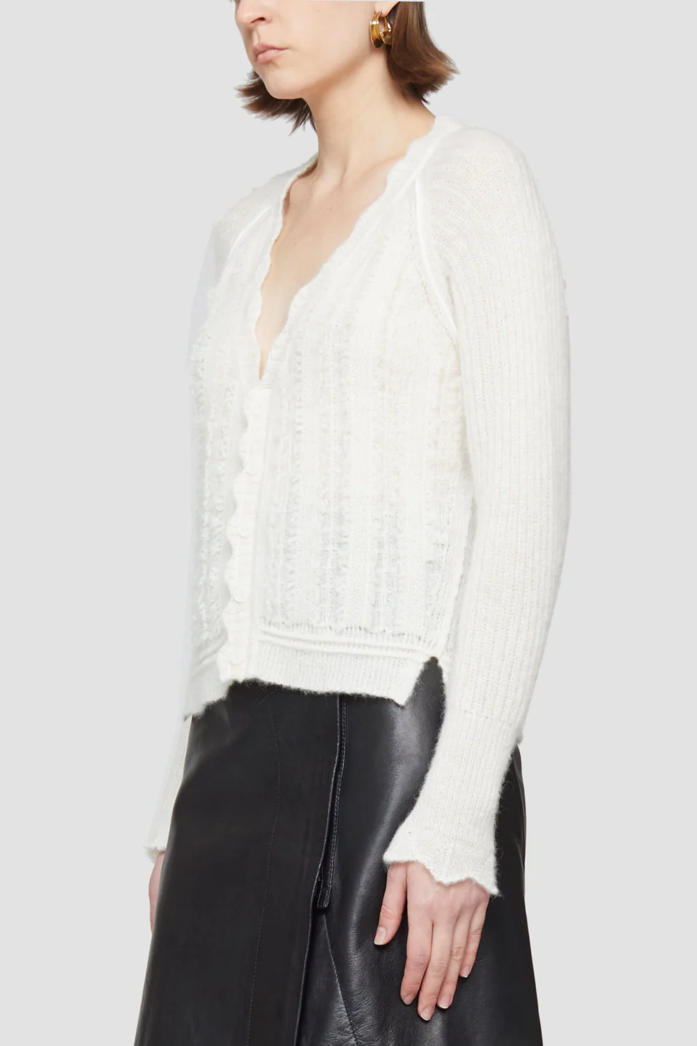 Wool Boxy Crew Neck Cardigan - Image 4