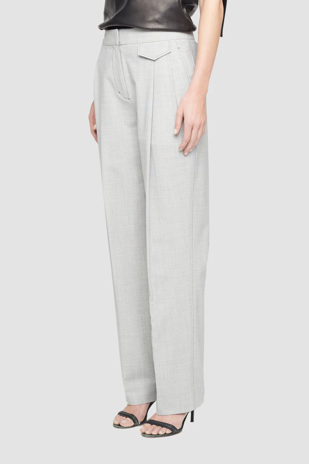 Wool Chambray Wide Leg Trouser - Image 3