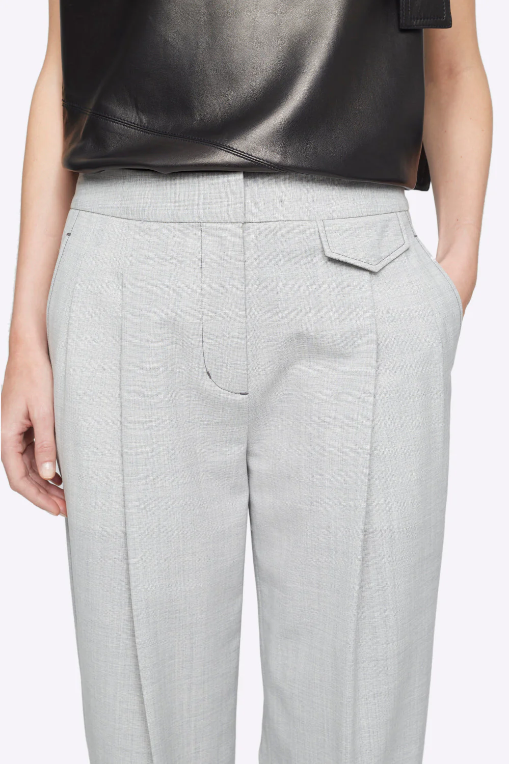 Wool Chambray Wide Leg Trouser - Image 5