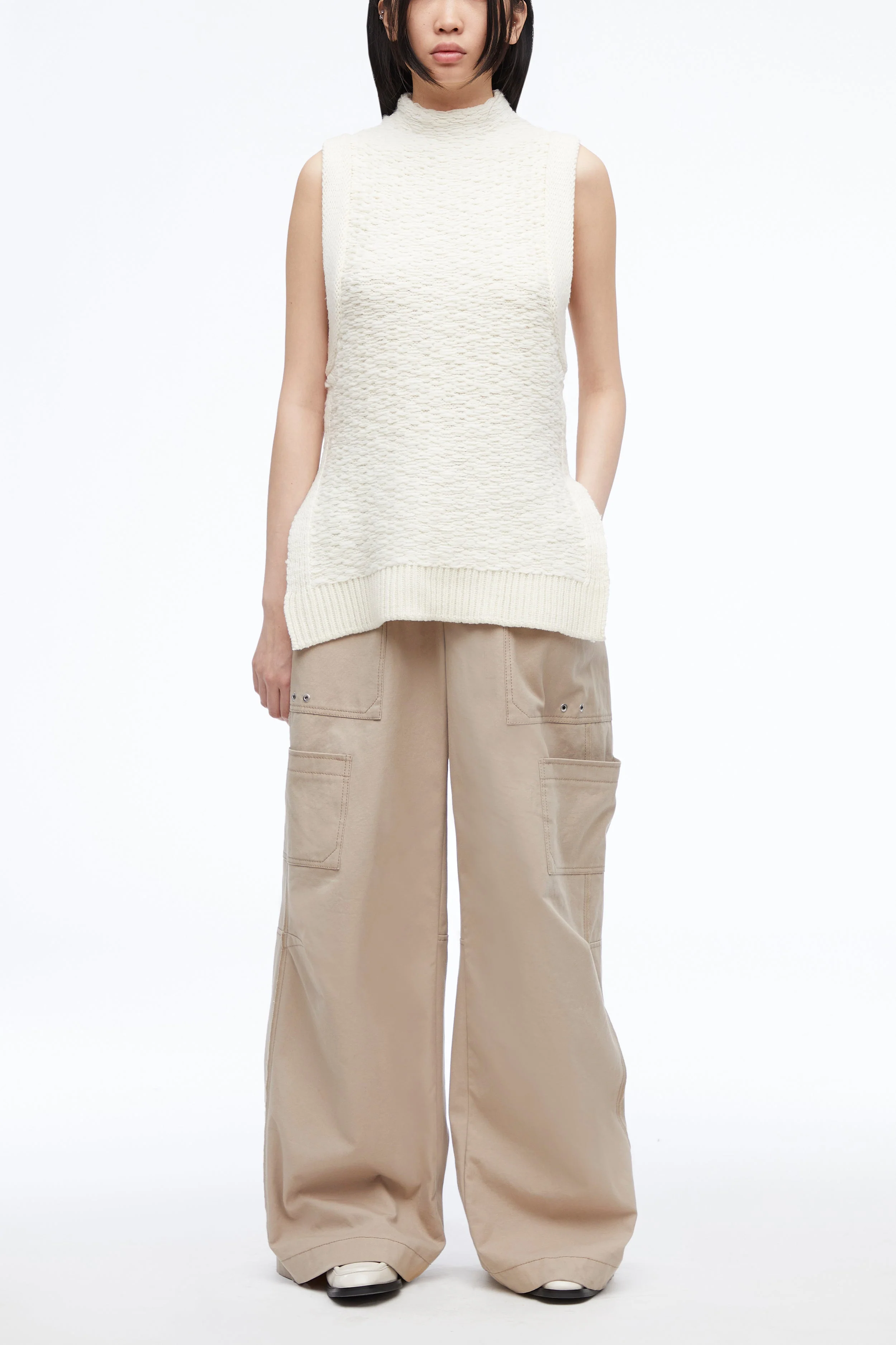 Sleeveless Wool Jacquard Top - Image 2